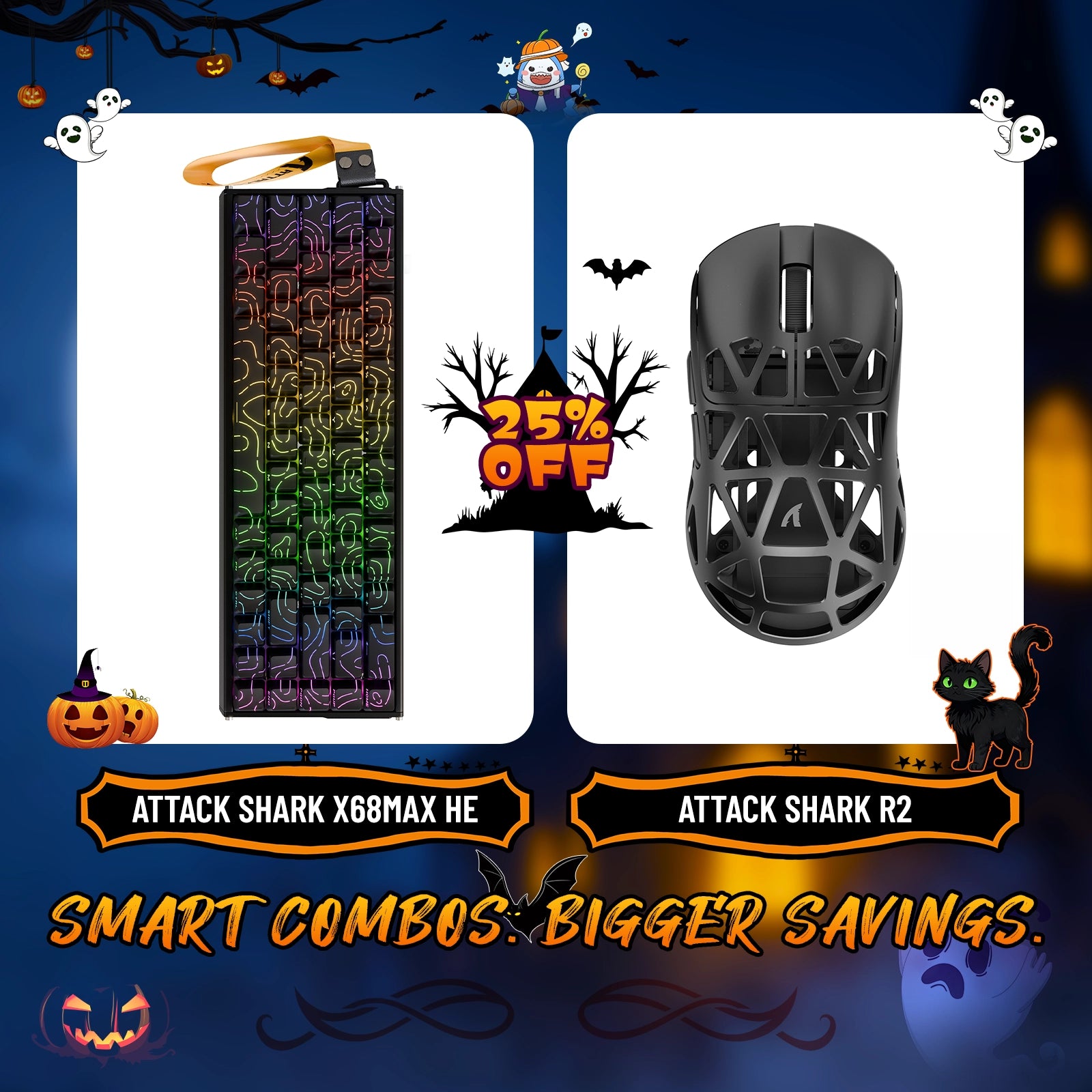 ATTACK SHARK X68MAX HE ラピッドトリガー アルミニウムキーボード + R2 マグネシウム合金ワイヤレスゲーミングマウスバンドル