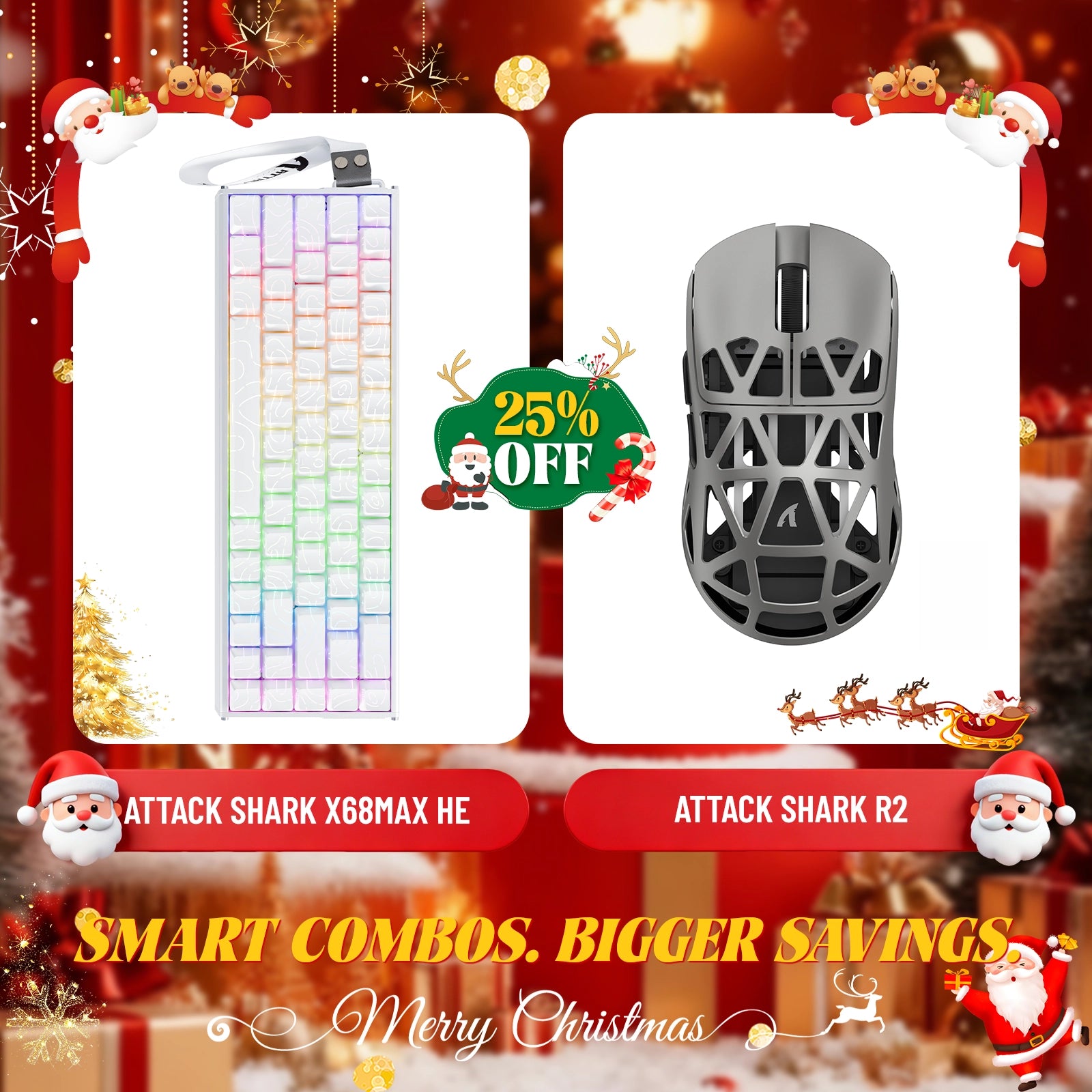 ATTACK SHARK X68MAX HE ラピッドトリガー アルミニウムキーボード + R2 マグネシウム合金ワイヤレスゲーミングマウスバンドル