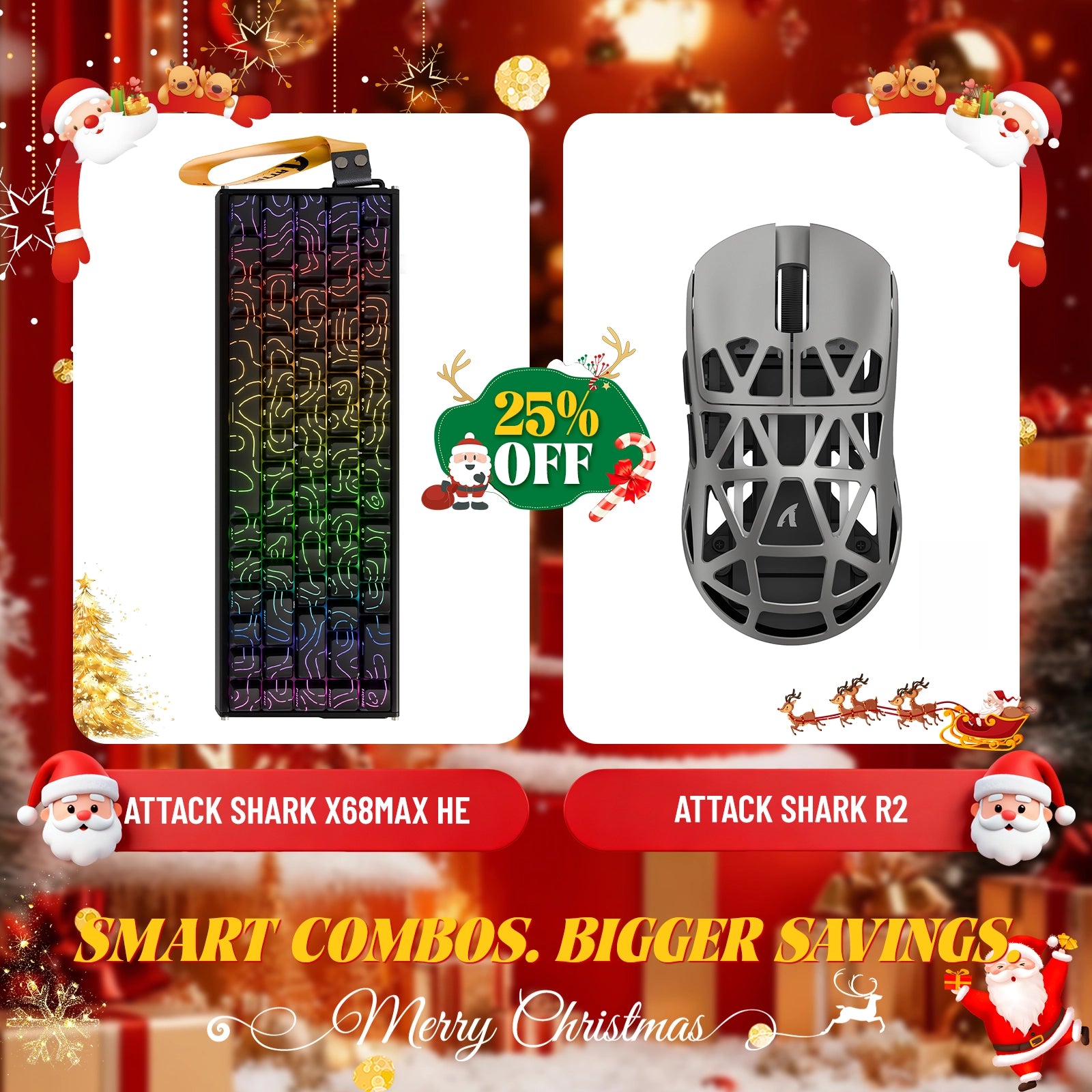 ATTACK SHARK X68MAX HE ラピッドトリガー アルミニウムキーボード + R2 マグネシウム合金ワイヤレスゲーミングマウスバンドル