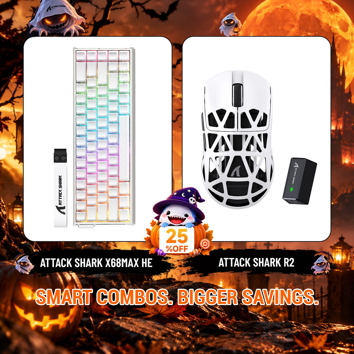 ATTACK SHARK X68 MAX HE ラピッドトリガー アルミニウムキーボード+R2 マグネシウム合金ワイヤレスゲーミングマウスセット