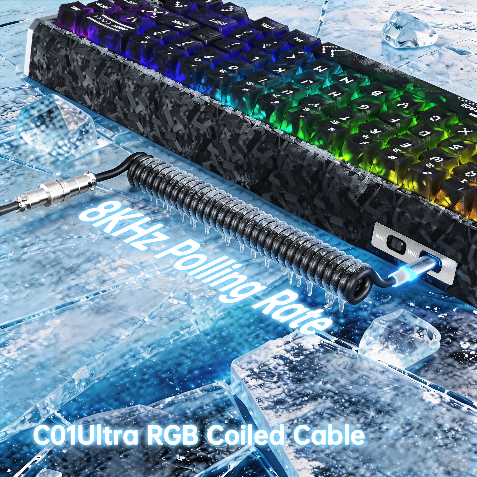 ATTACK SHARK R68 HE カーボンファイバー有線ラピッドトリガーマグネティックスイッチキーボード(C01 Ultra RGBコイルケーブル付属)