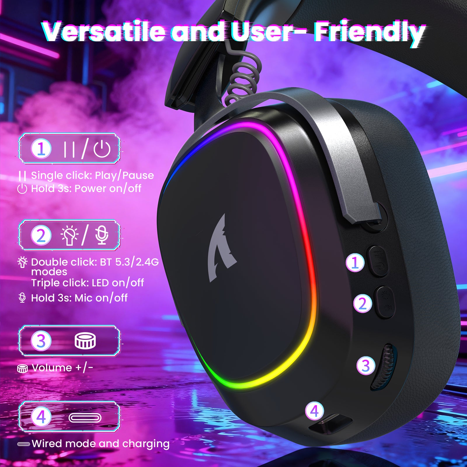 ATTACK SHARK G800 ワイヤレスゲーミングヘッドセット