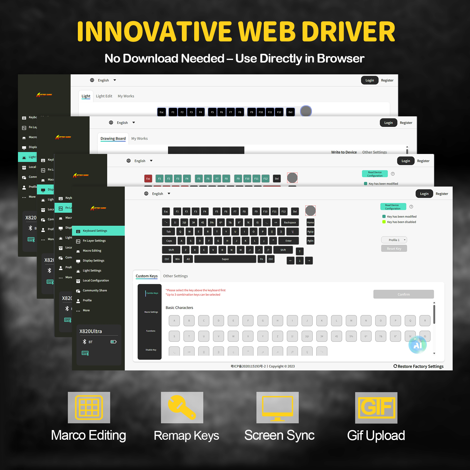 ATTACK SHARK X820Ultra トライモードガスケットメカニカルキーボード