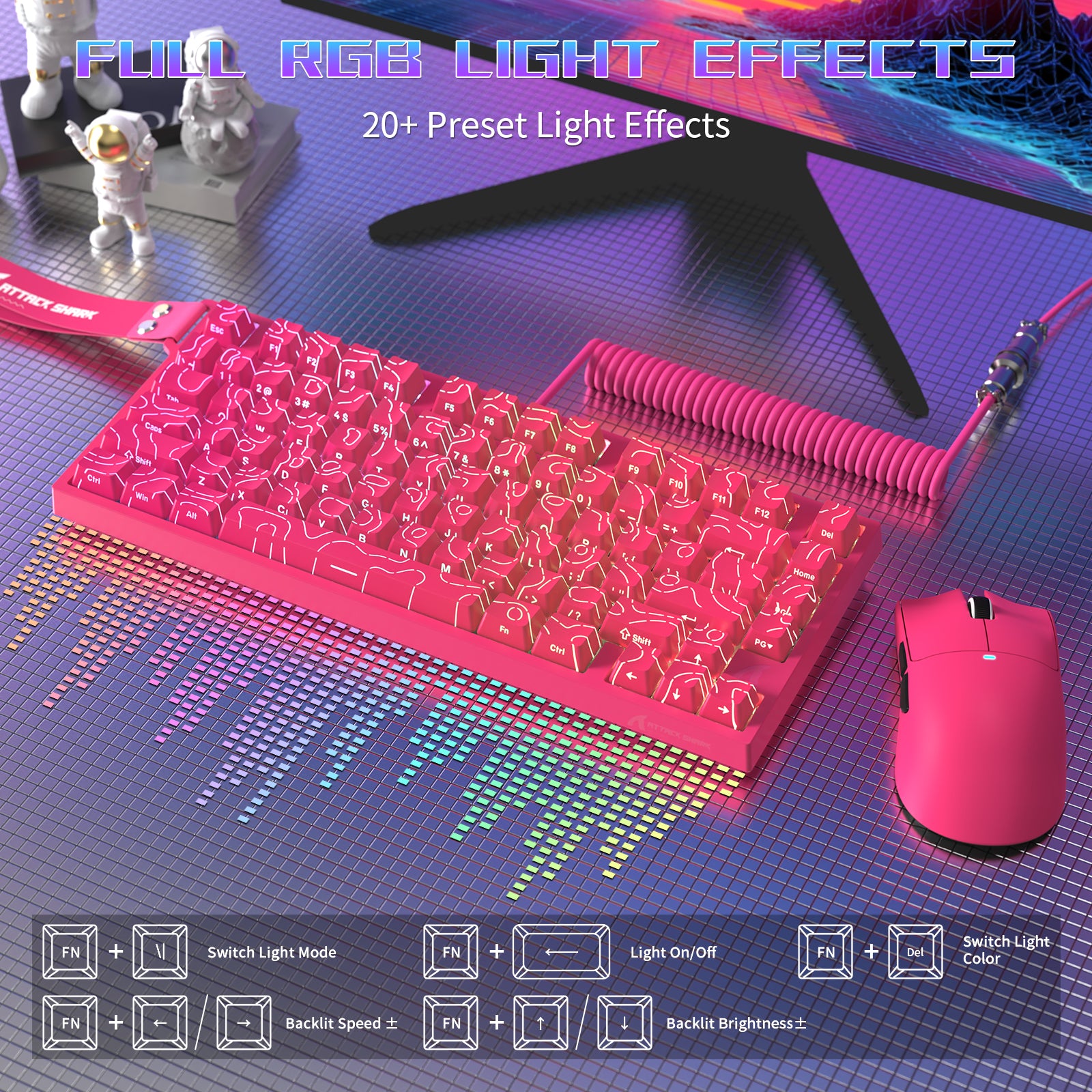 ATTACK SHARK R82 HE 有線75%ゲーミングキーボード C01ULTRA LEDケーブル付き