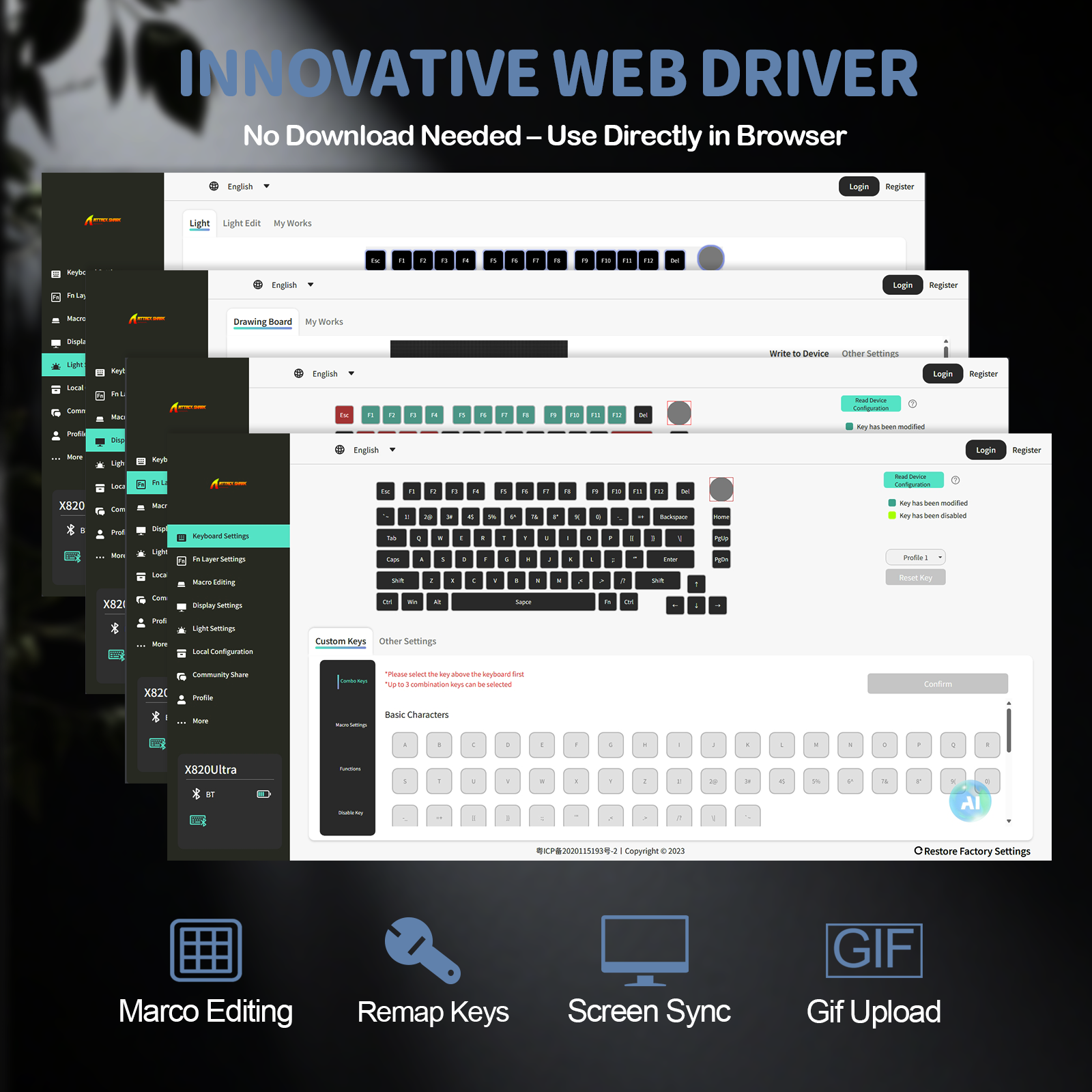 ATTACK SHARK X820Ultra トライモードガスケットメカニカルキーボード
