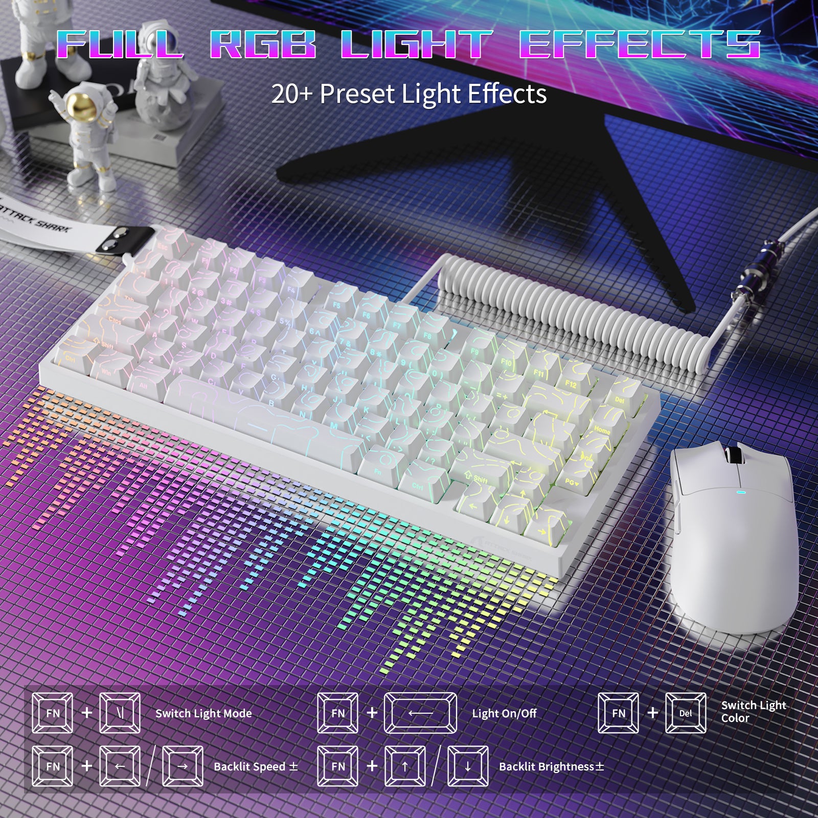 ATTACK SHARK R82 HE 有線75%ゲーミングキーボード C01ULTRA LEDケーブル付き