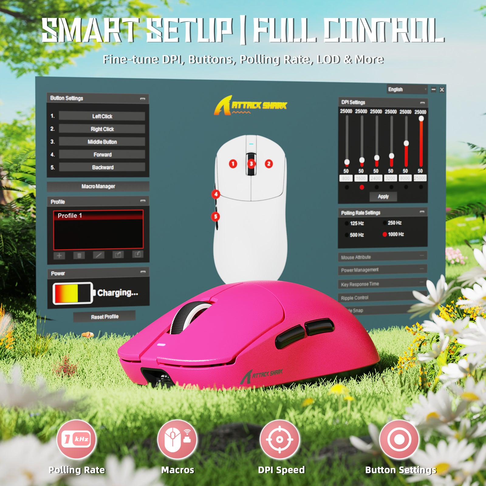 ATTACK SHARK X8SE トライモード ワイヤレス ゲーミングマウス 25000 DPI 超軽量
