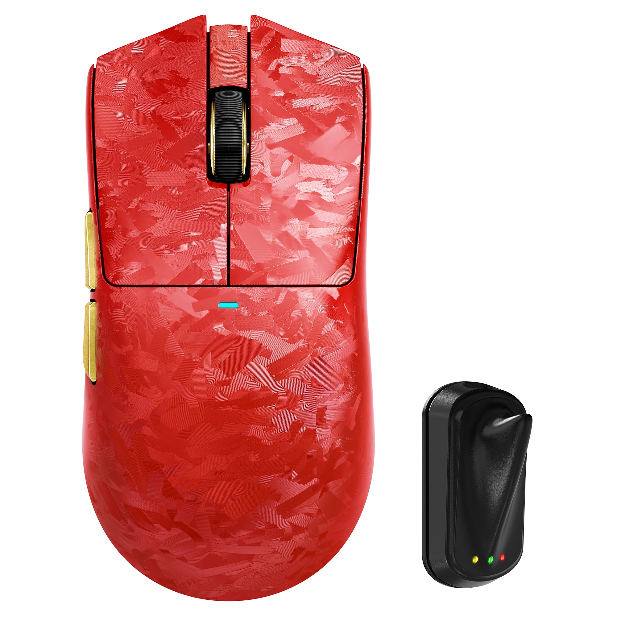 ATTACK SHARK X11 ULTRA red forged carbon fiber wireless gaming mouse with 8K receiver.