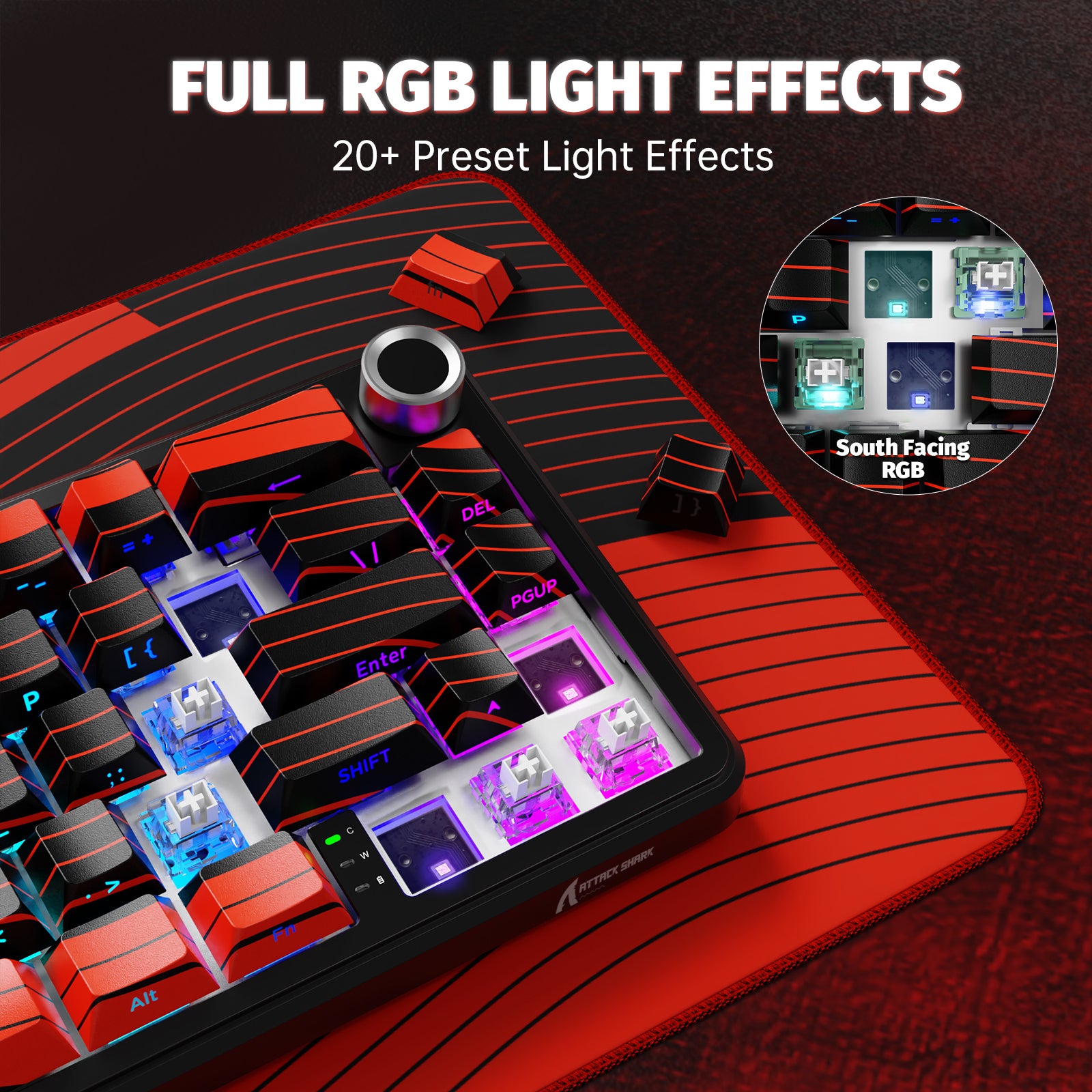 ATTACK SHARK X65PRO HE wireless keyboard with customizable RGB lighting and magnetic switches.