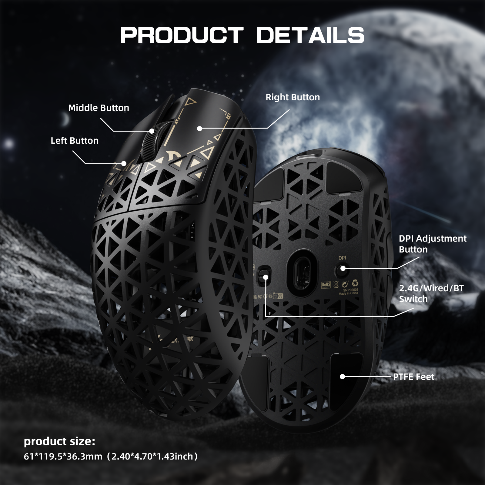 ATTACK SHARK R68 HE & R5 ULTRA Carbon Fiber Gaming Bundle With C01ULTRA Coiled Cable