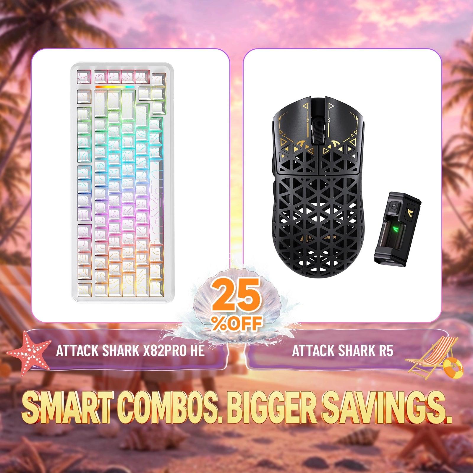 ATTACK SHARK X82PRO HE ラピッドトリガーキーボード + R5 カーボンファイバーワイヤレスゲーミングマウス バンドル