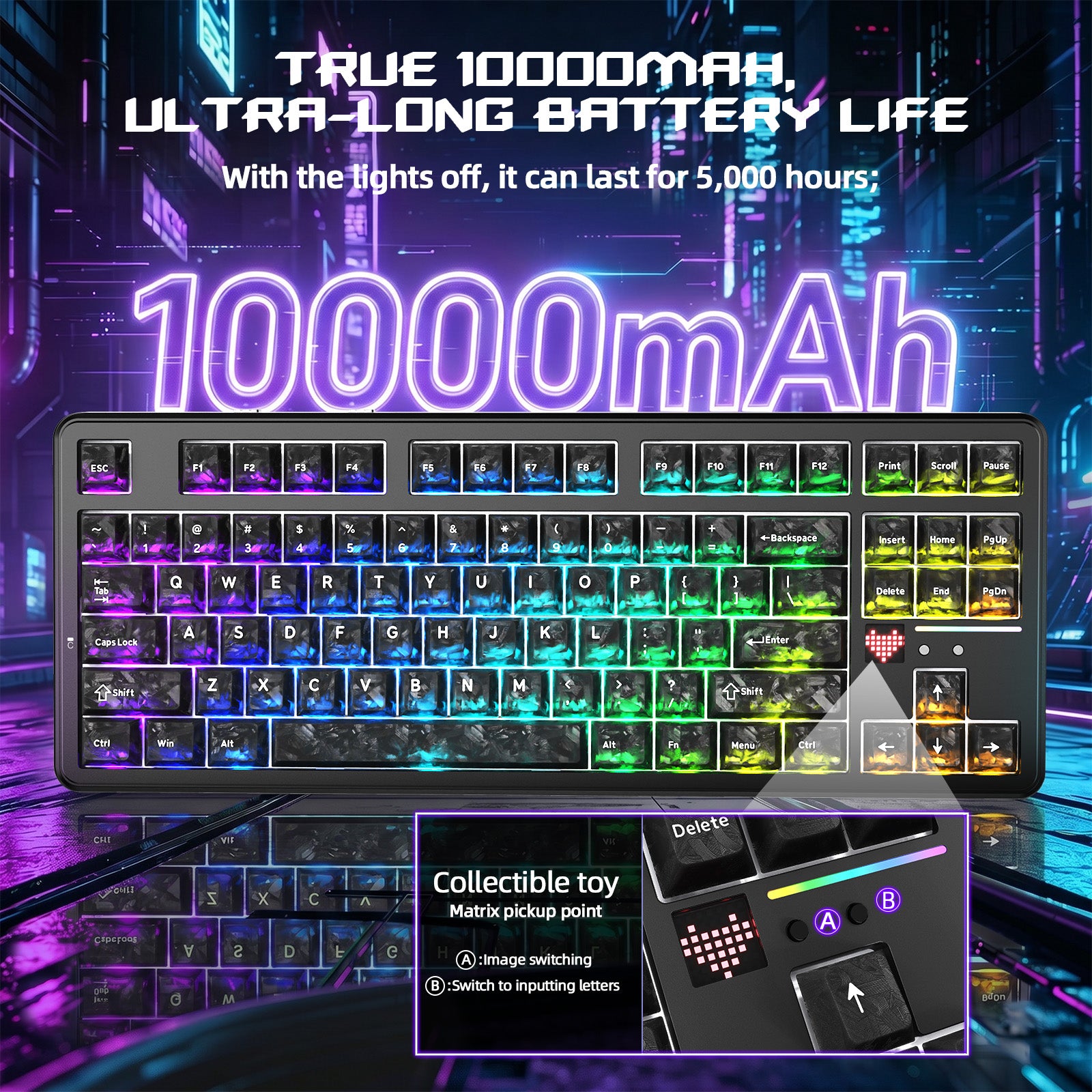 ATTACK SHARK X87 ULTRA ワイヤレス ゲーミングキーボード 8KHz レシーバー&RGBコイルケーブル付き