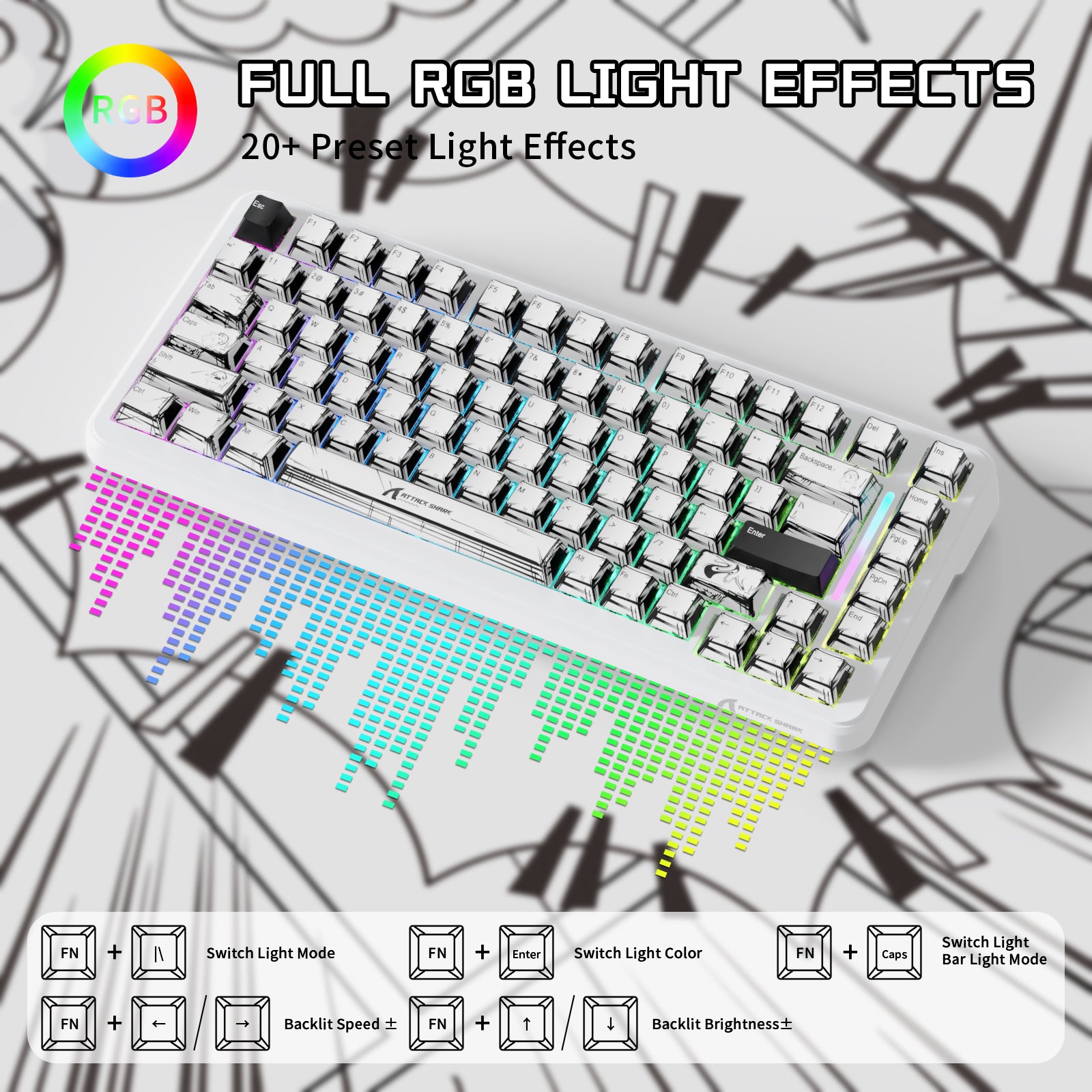 ATTACK SHARK X82PRO HE ワイヤレス ラピッドトリガー ゲーミングキーボード マグネティックスイッチ