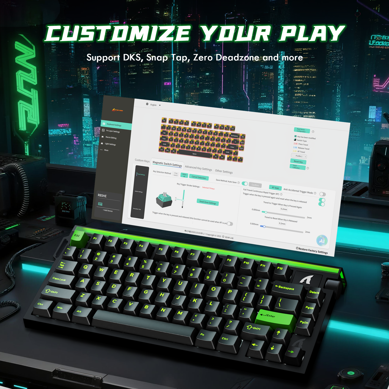 ATTACK SHARK R85 HE ラピッドトリガーキーボード マグネティックスイッチ(カスタムライトボックス付き)