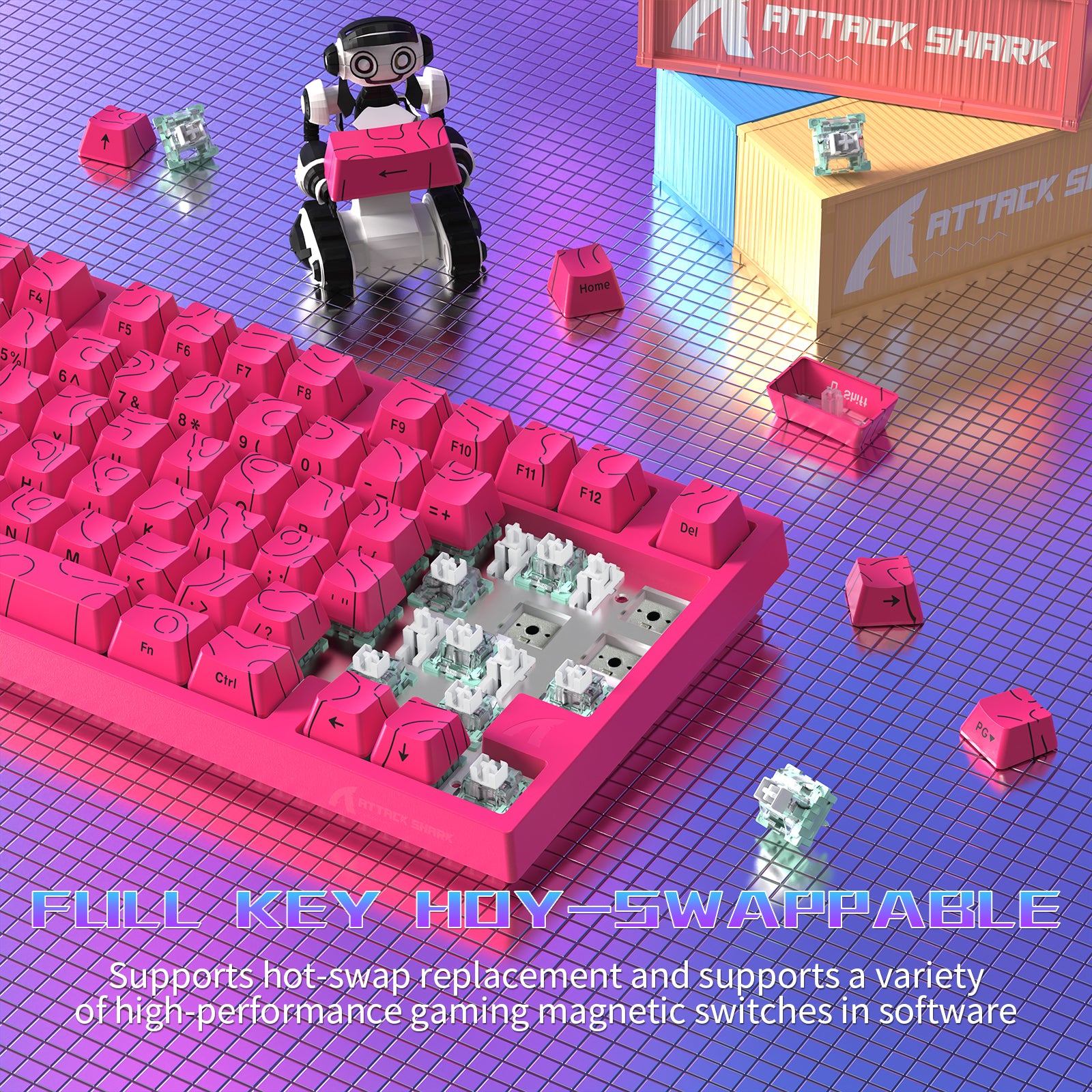 ATTACK SHARK R82 HE 有線75%ゲーミングキーボード C01ULTRA LEDケーブル付き