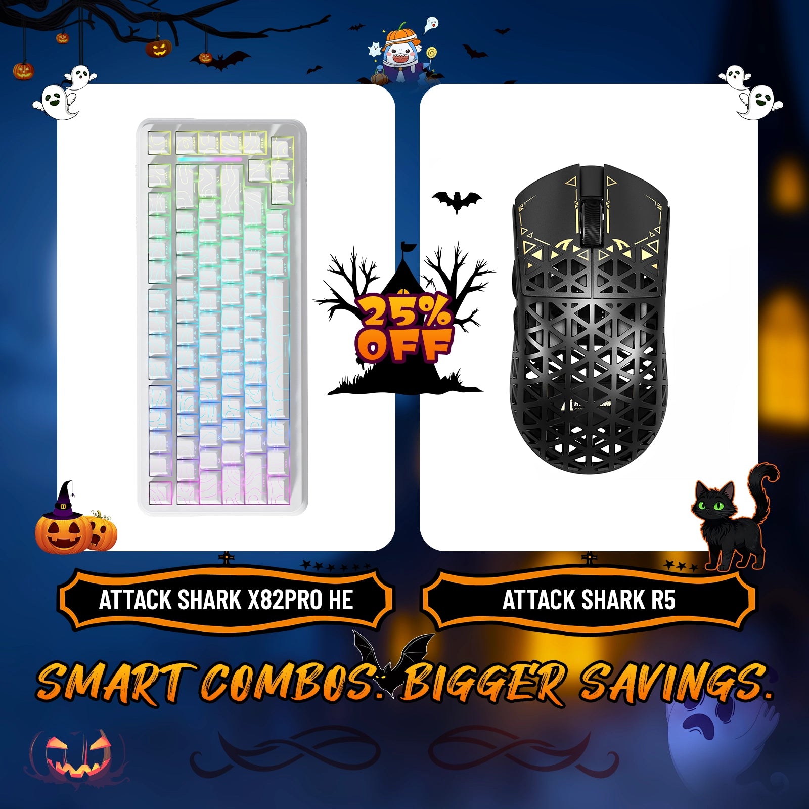 ATTACK SHARK X82PRO HE ラピッドトリガーキーボード + R5 カーボンファイバーワイヤレスゲーミングマウスバンドル