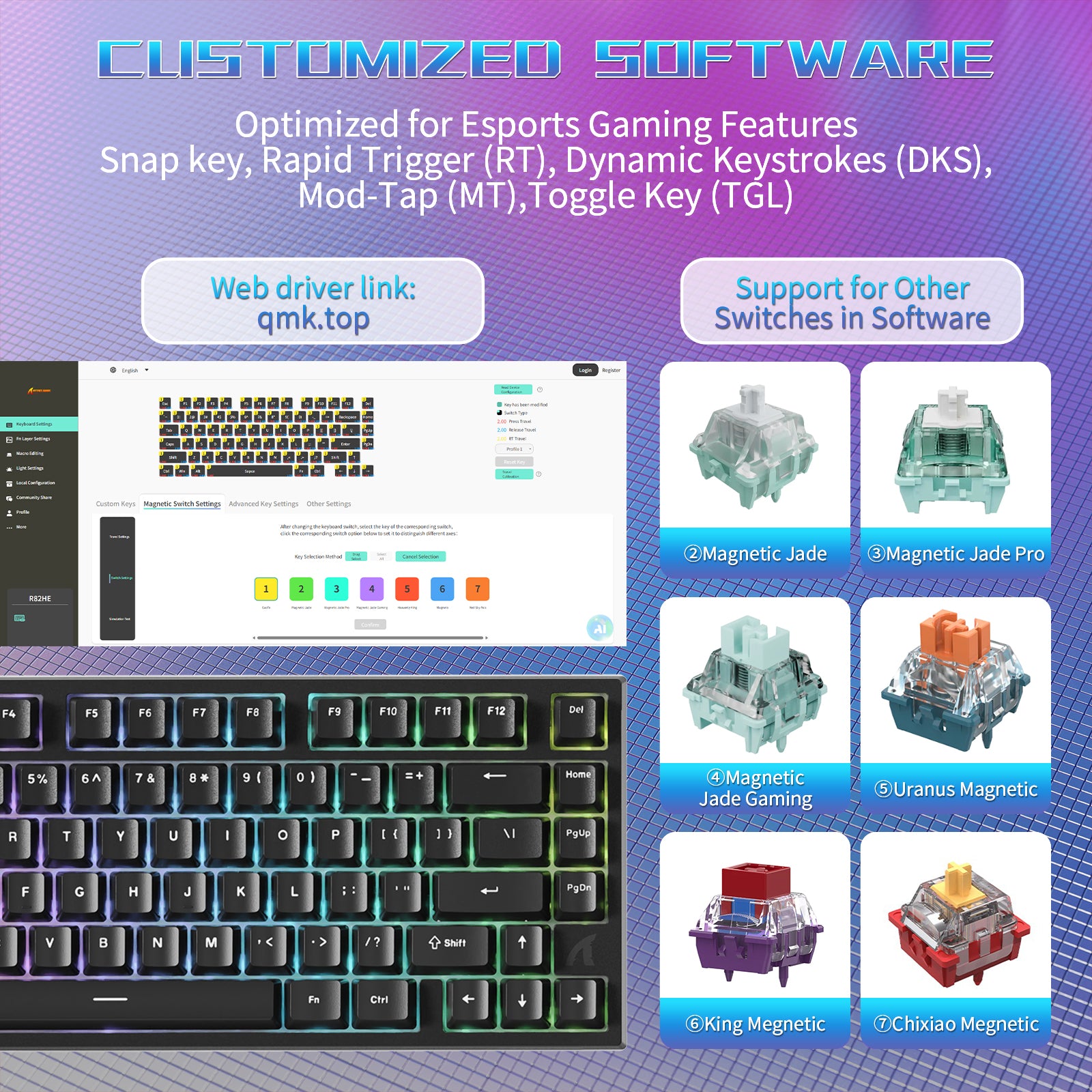 ATTACK SHARK R82 HE 有線75%ゲーミングキーボード C01ULTRA LEDケーブル付き