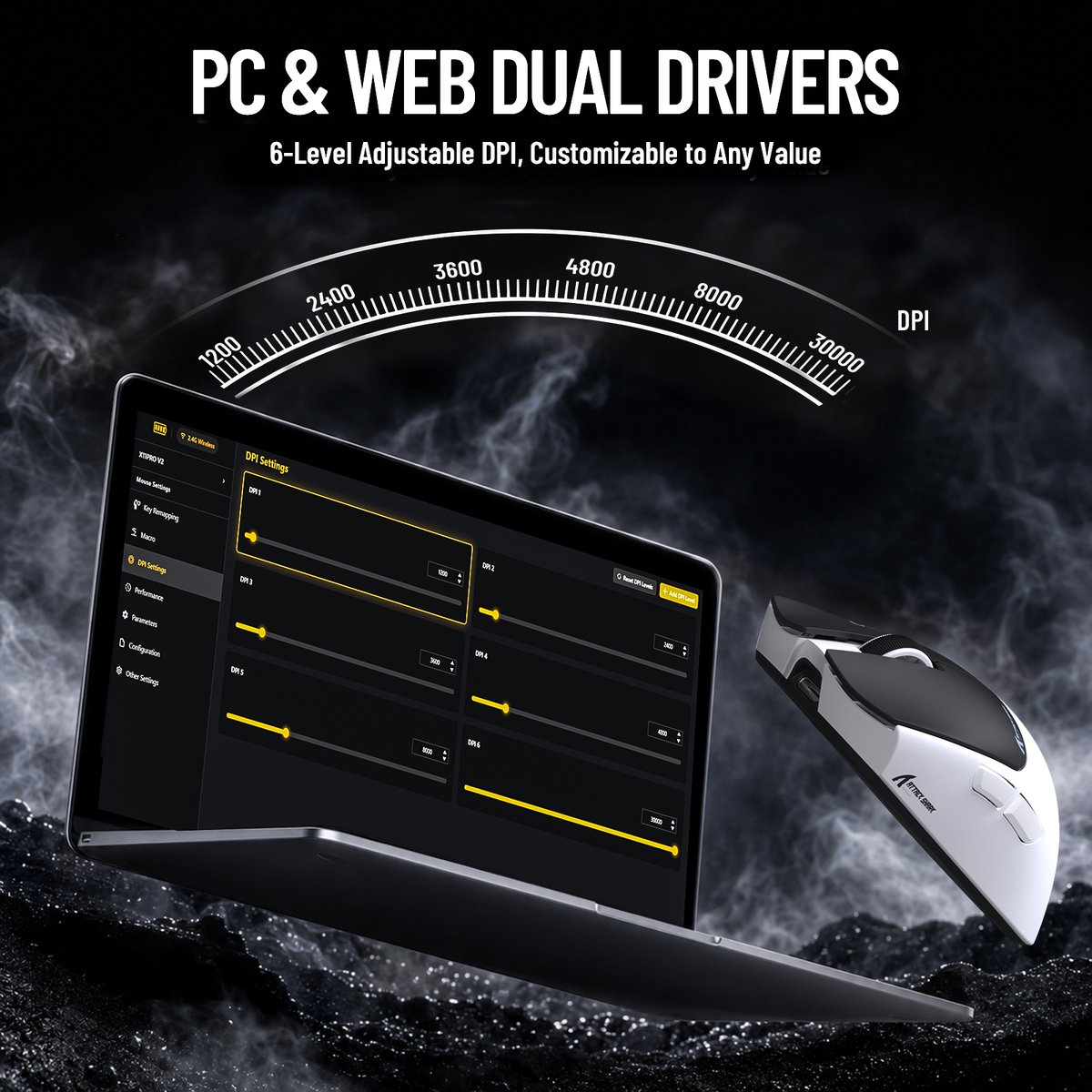 ATTACK SHARK X11 PRO V2 ワイヤレスゲーミングマウス TFTディスプレイ付き充電ドック C06コイルケーブル付き