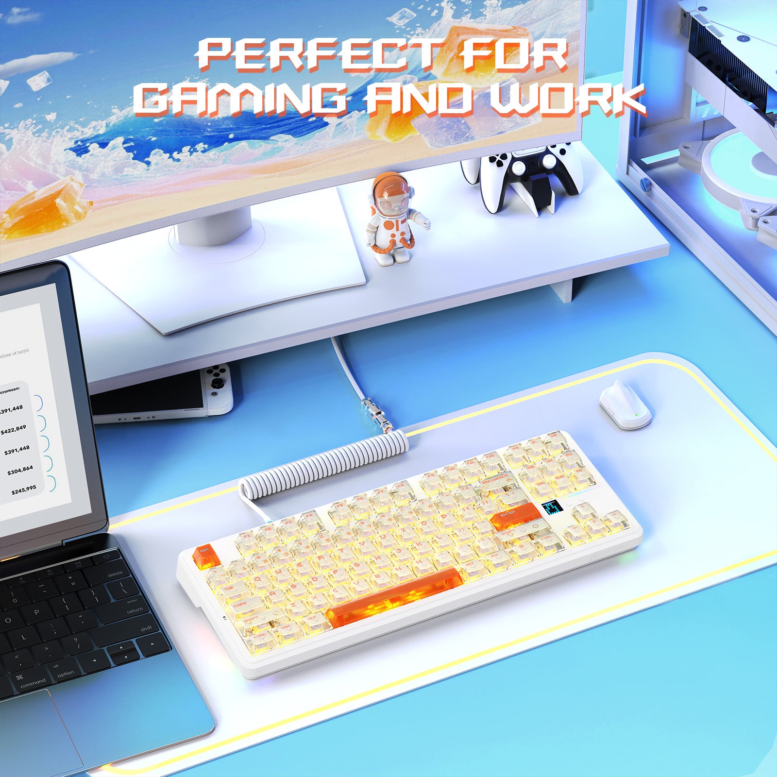 ATTACK SHARK X87 ULTRA ワイヤレス ゲーミングキーボード 8KHz レシーバー&RGBコイルケーブル付き
