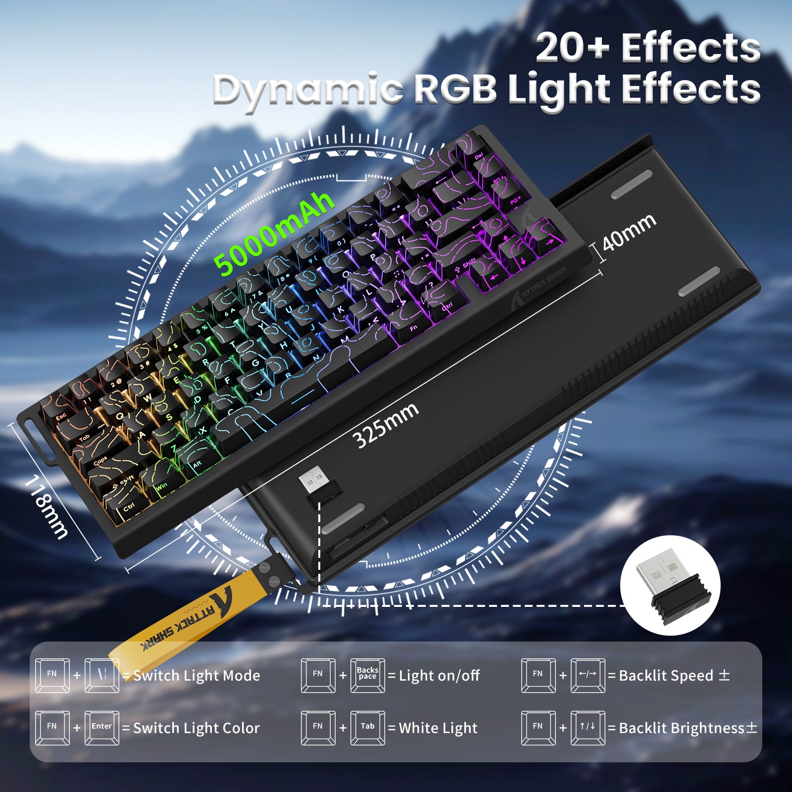 ATTACK SHARK X68PRO HE ワイヤレスラピッドトリガーキーボード コイルケーブル付き