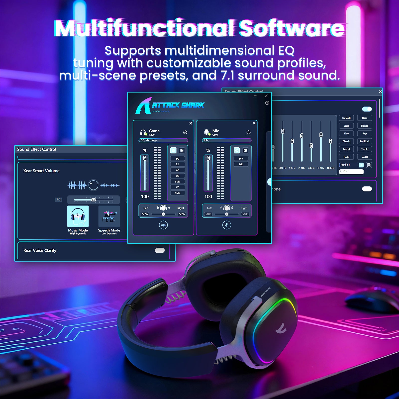 ATTACK SHARK G800 ワイヤレスゲーミングヘッドセット