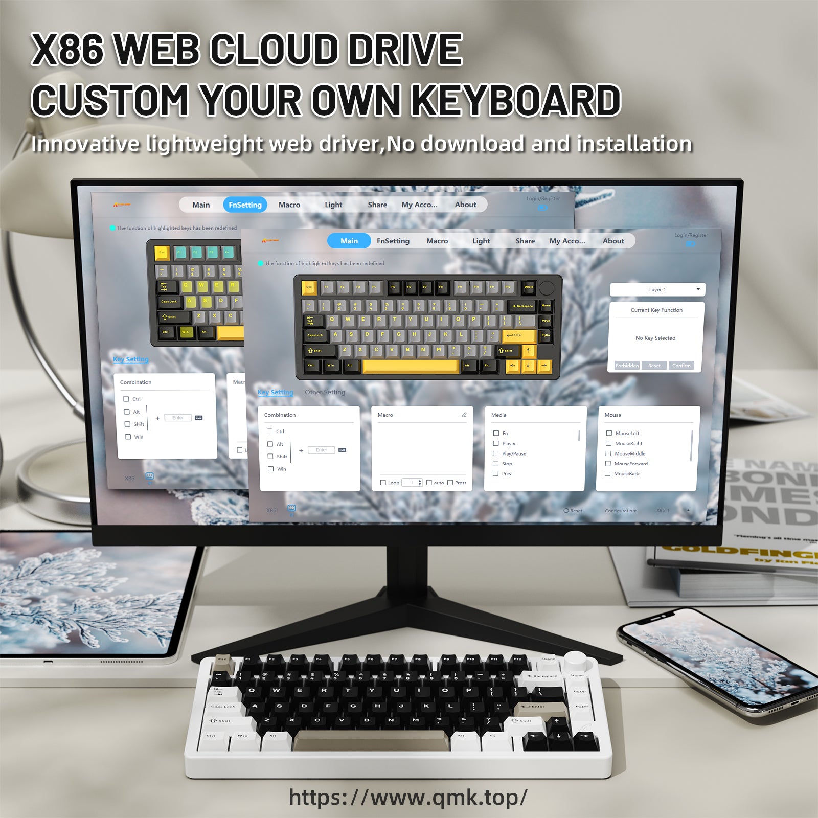 ATTACK SHARK X86 フル アルミニウム キーボード