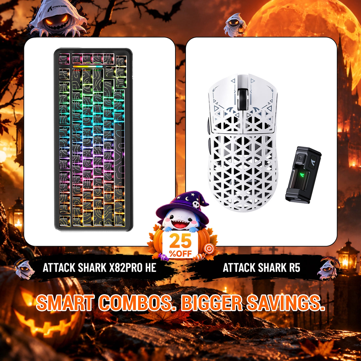 ATTACK SHARK X82 PRO HE ラピッドトリガーキーボード+R5 カーボンファイバー製ワイヤレスゲーミングマウスセット