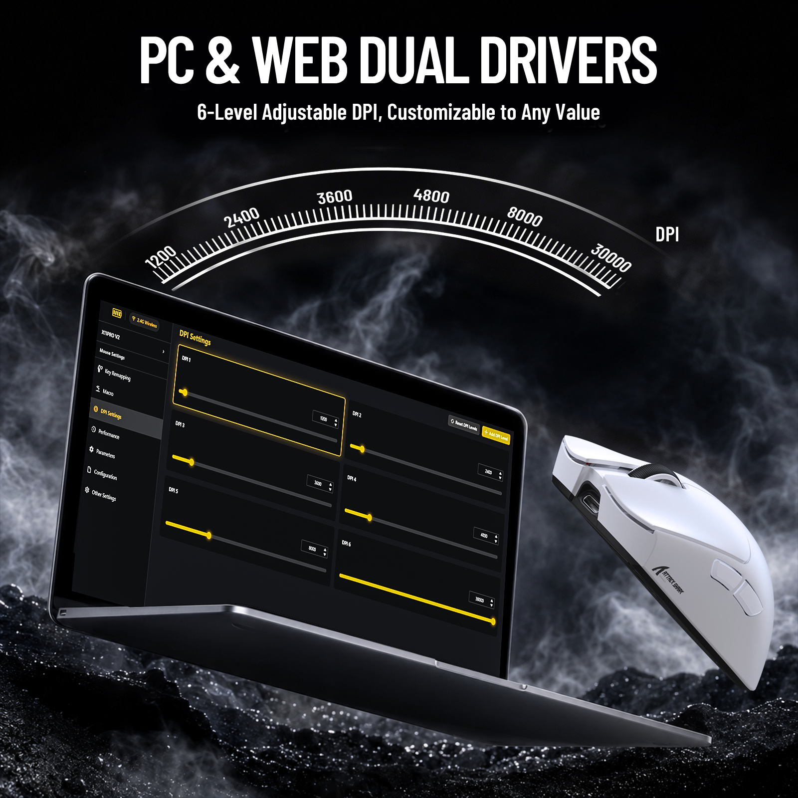 ATTACK SHARK X11 PRO V2 ワイヤレスゲーミングマウス TFTディスプレイ付き充電ドック C06コイルケーブル付き