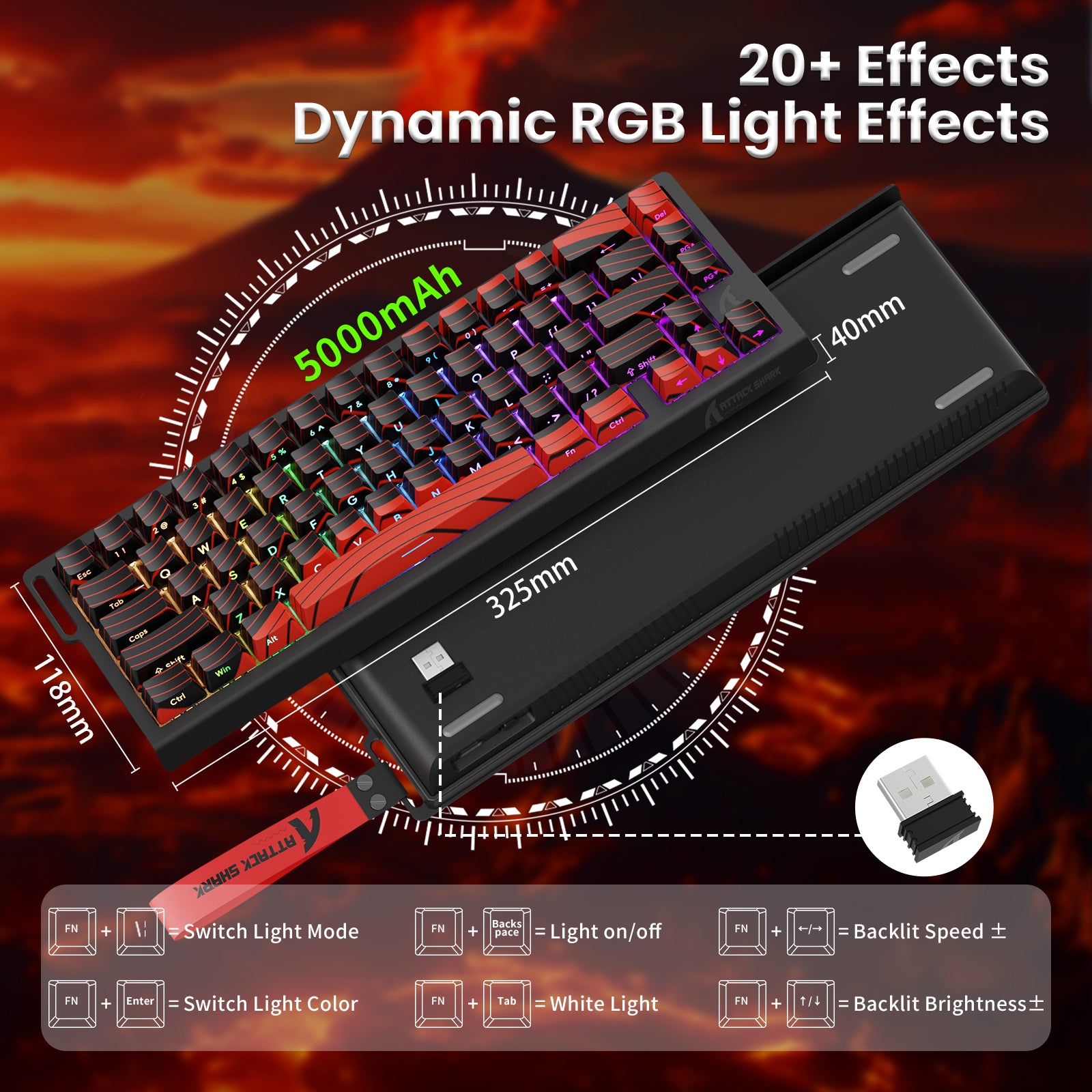 ATTACK SHARK X68PRO HE ワイヤレスラピッドトリガーキーボード コイルケーブル付き