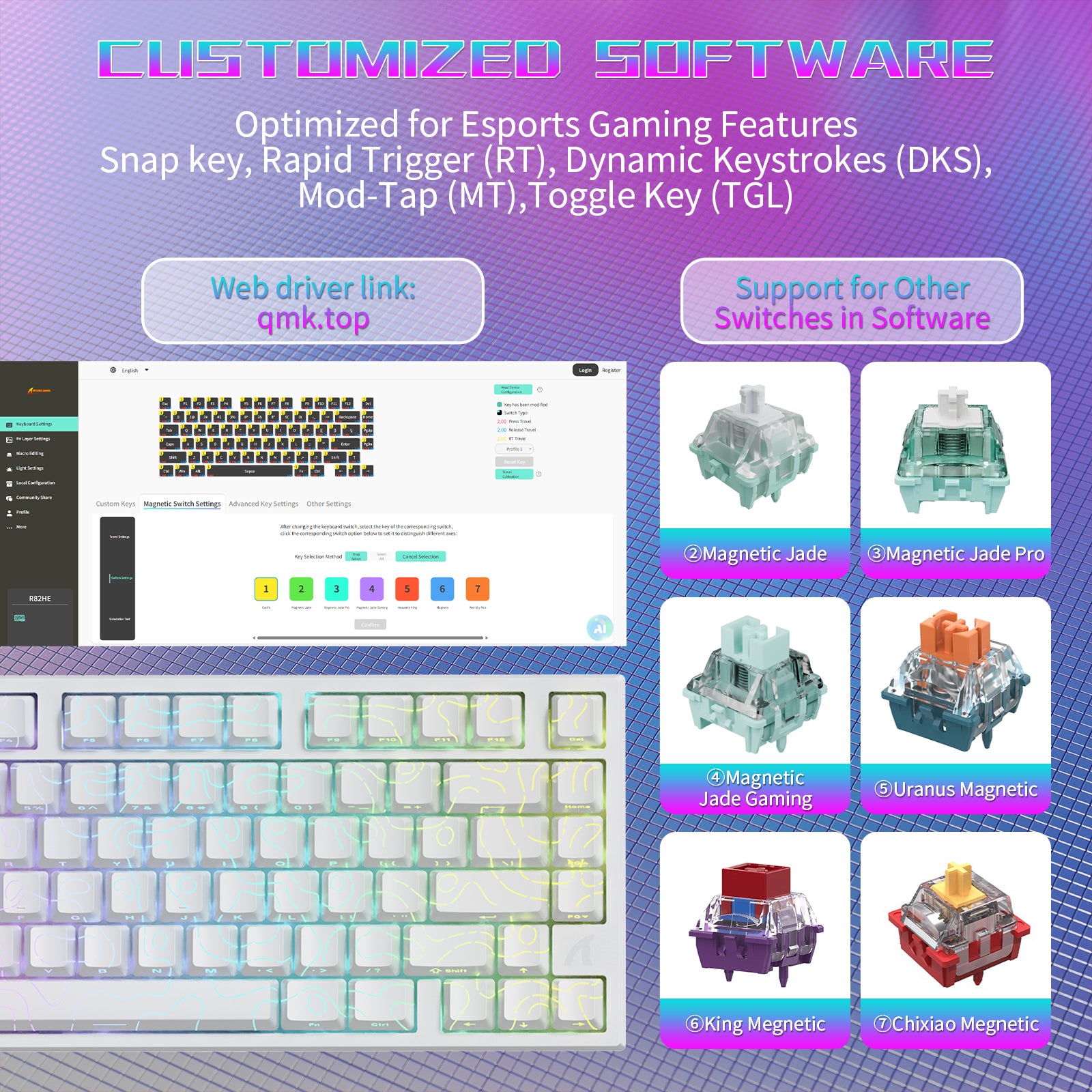 ATTACK SHARK R82 HE 有線75%ゲーミングキーボード C01ULTRA LEDケーブル付き