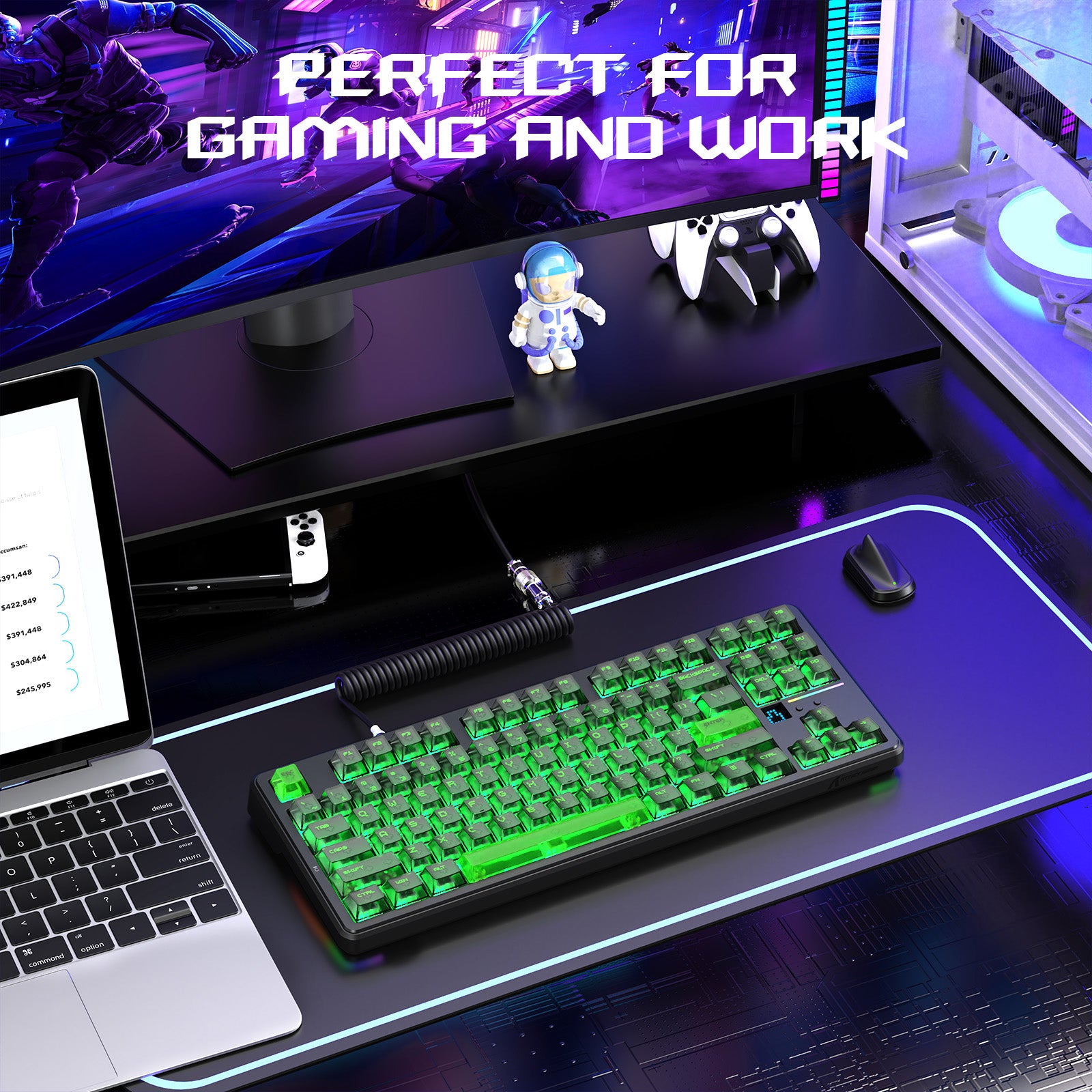 ATTACK SHARK X87 ULTRA ワイヤレス ゲーミングキーボード 8KHz レシーバー&RGBコイルケーブル付き