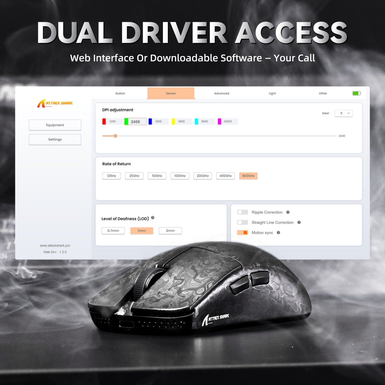 ATTACK SHARK R11 ULTRA カーボンファイバー ワイヤレス 8K PAW3950MAX ゲーミングマウス(C06 Ultra LEDケーブル付き)