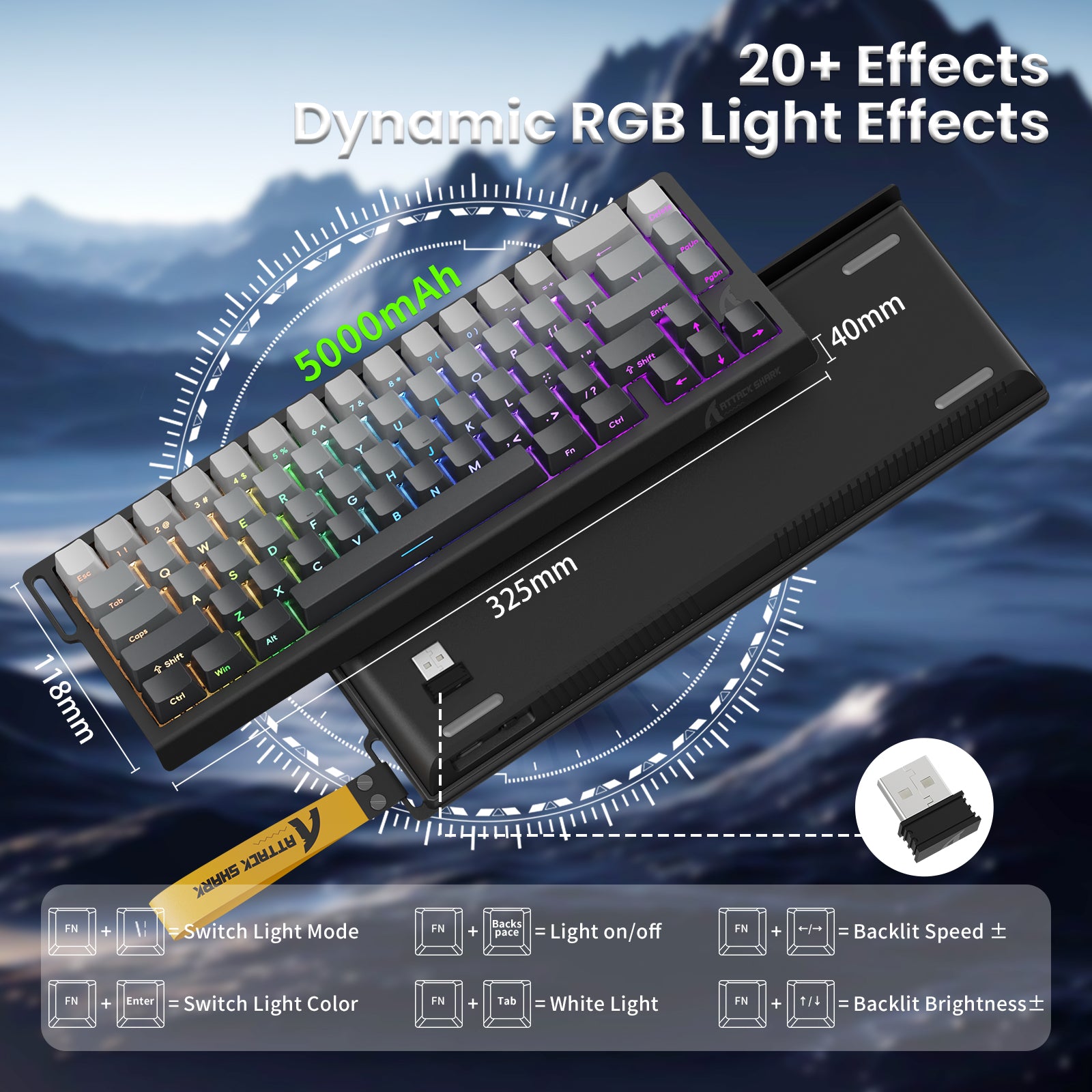 ATTACK SHARK X68PRO HE ワイヤレスラピッドトリガーキーボード コイルケーブル付き
