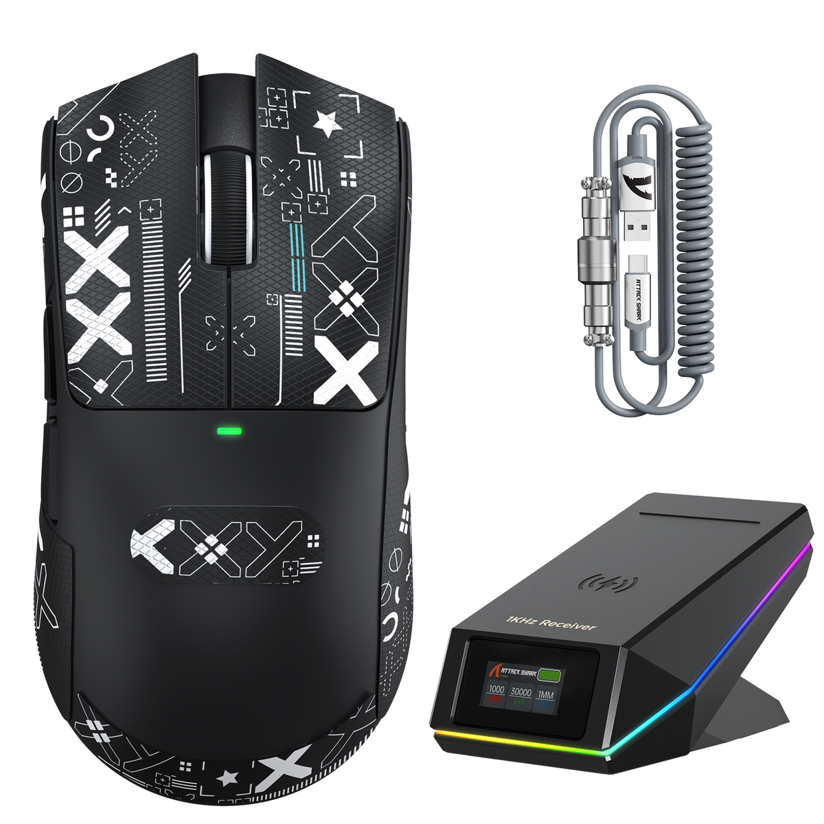 ATTACK SHARK X11 PRO V2 ワイヤレスゲーミングマウス TFTディスプレイ付き充電ドック C06コイルケーブル付き