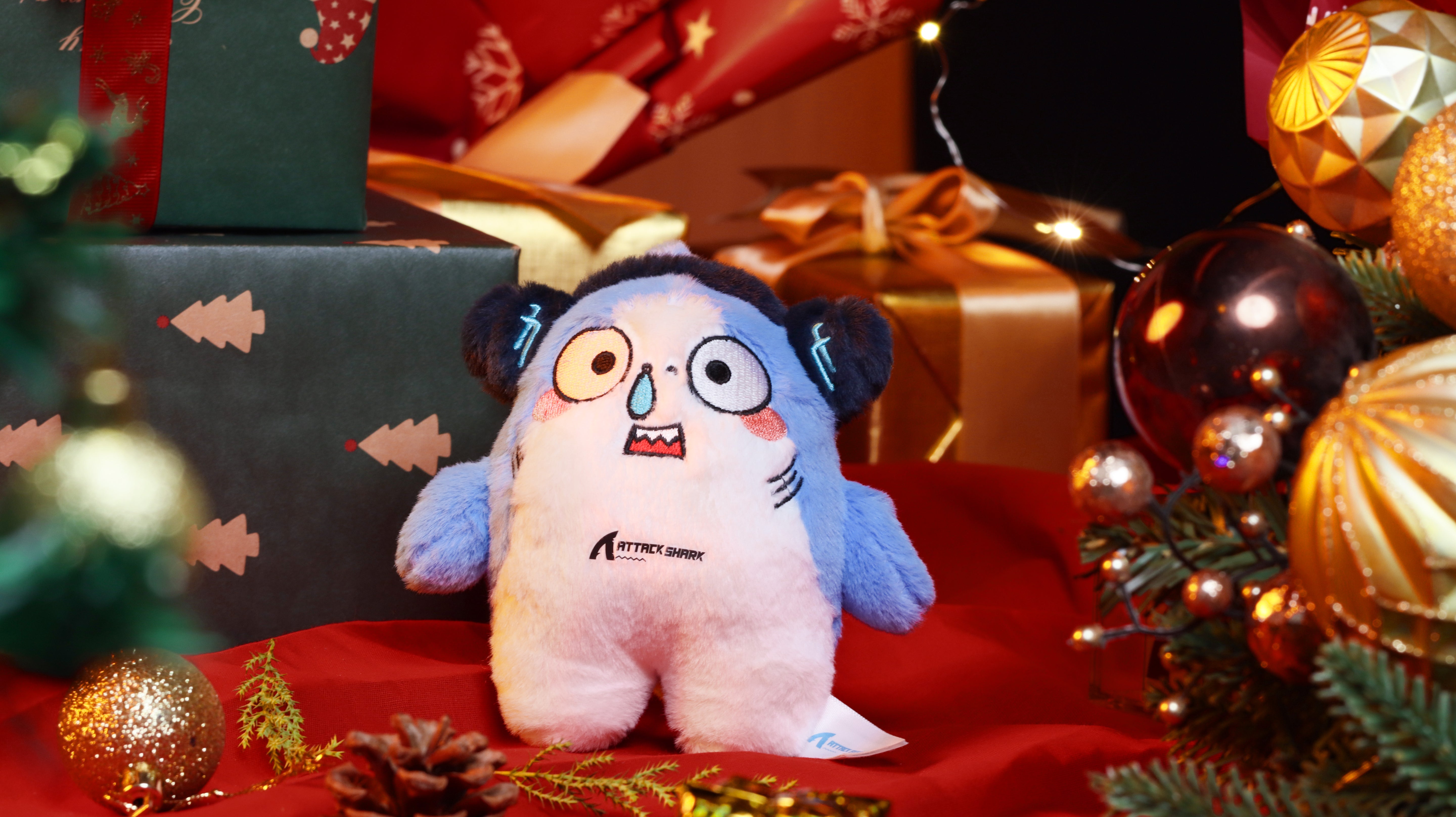 Attack Shark Mascot Plush Christmas-themed product shot