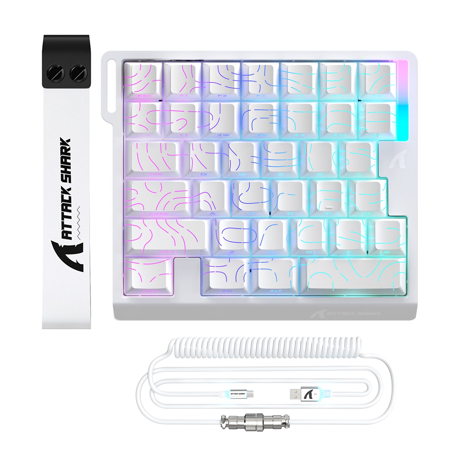 ATTACK SHARK M36 HE 片手用マグネティックスイッチキーボード&C01 ULTRA LED アビエーターケーブル