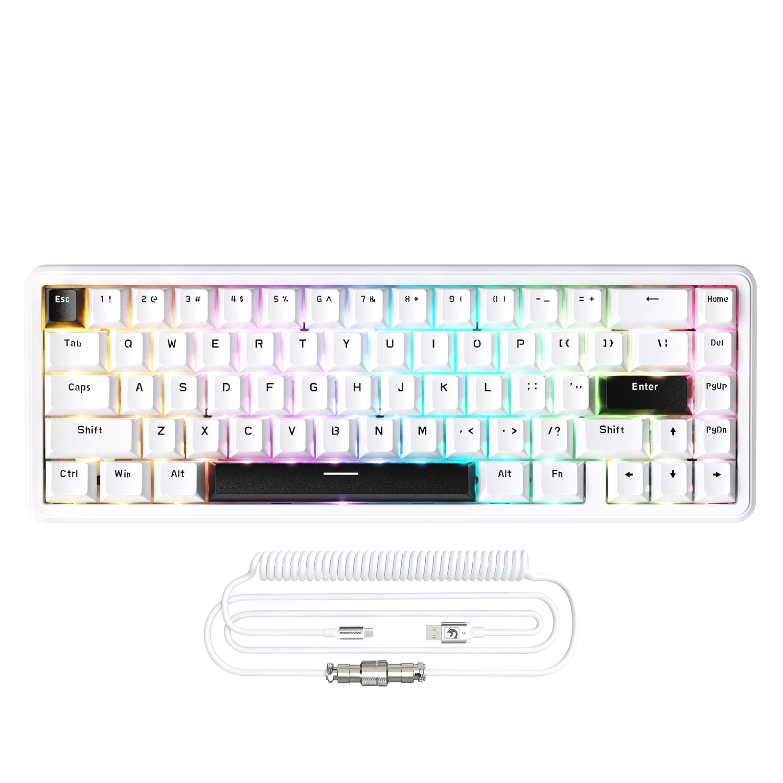 ATTACK SHARK X65 HE マグネティックスイッチラピッドトリガーキーボード 8KHzコイルケーブル付き