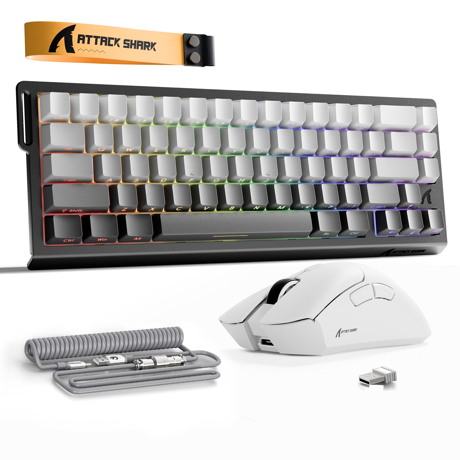 ATTACK SHARK X68HE ラピッドトリガーキーボード + R1 ワイヤレス ゲーミングマウス + C01 コイルケーブル バンドル