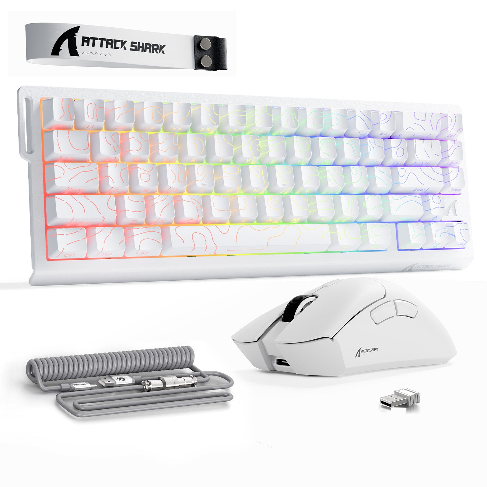 ATTACK SHARK X68HE ラピッドトリガーキーボード + R1 ワイヤレス ゲーミングマウス + C01 コイルケーブル バンドル