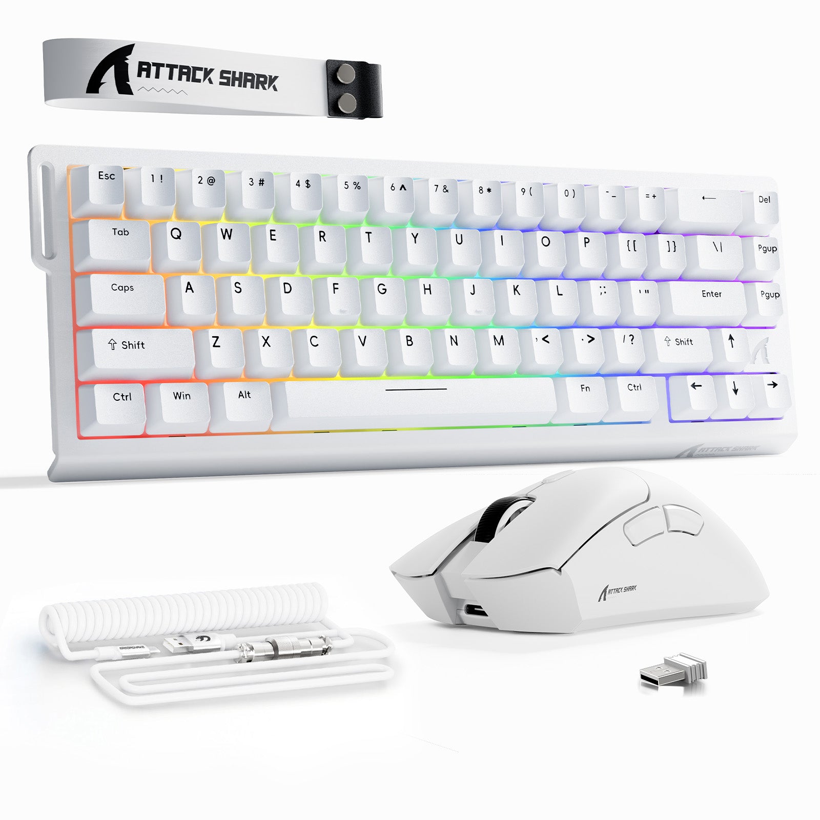 ATTACK SHARK X68HE ラピッドトリガーキーボード + R1 ワイヤレス ゲーミングマウス + C01 コイルケーブル バンドル