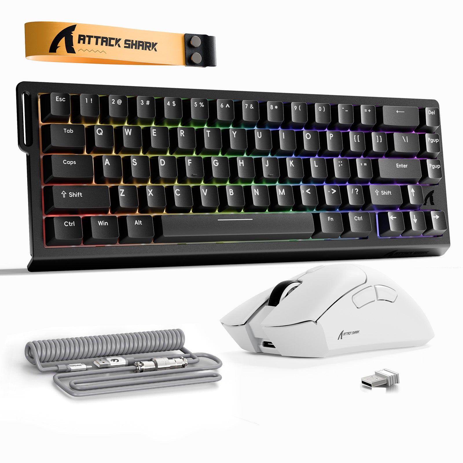 ATTACK SHARK X68HE ラピッドトリガーキーボード + R1 ワイヤレス ゲーミングマウス + C01 コイルケーブル バンドル