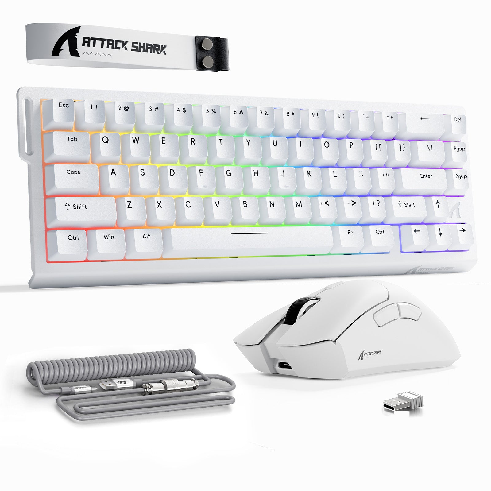 ATTACK SHARK X68HE ラピッドトリガーキーボード + R1 ワイヤレス ゲーミングマウス + C01 コイルケーブル バンドル