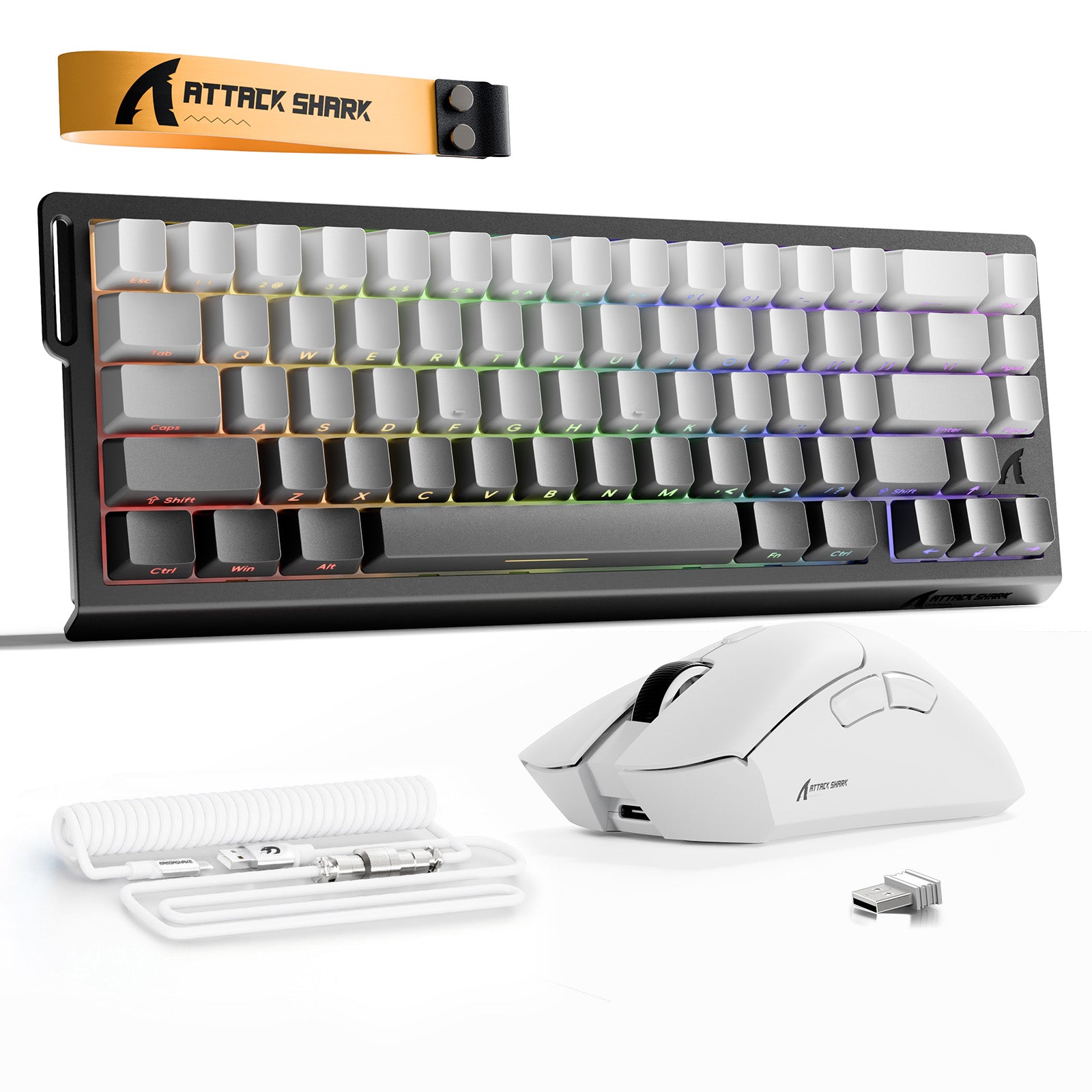 ATTACK SHARK X68HE ラピッドトリガーキーボード + R1 ワイヤレス ゲーミングマウス + C01 コイルケーブル バンドル