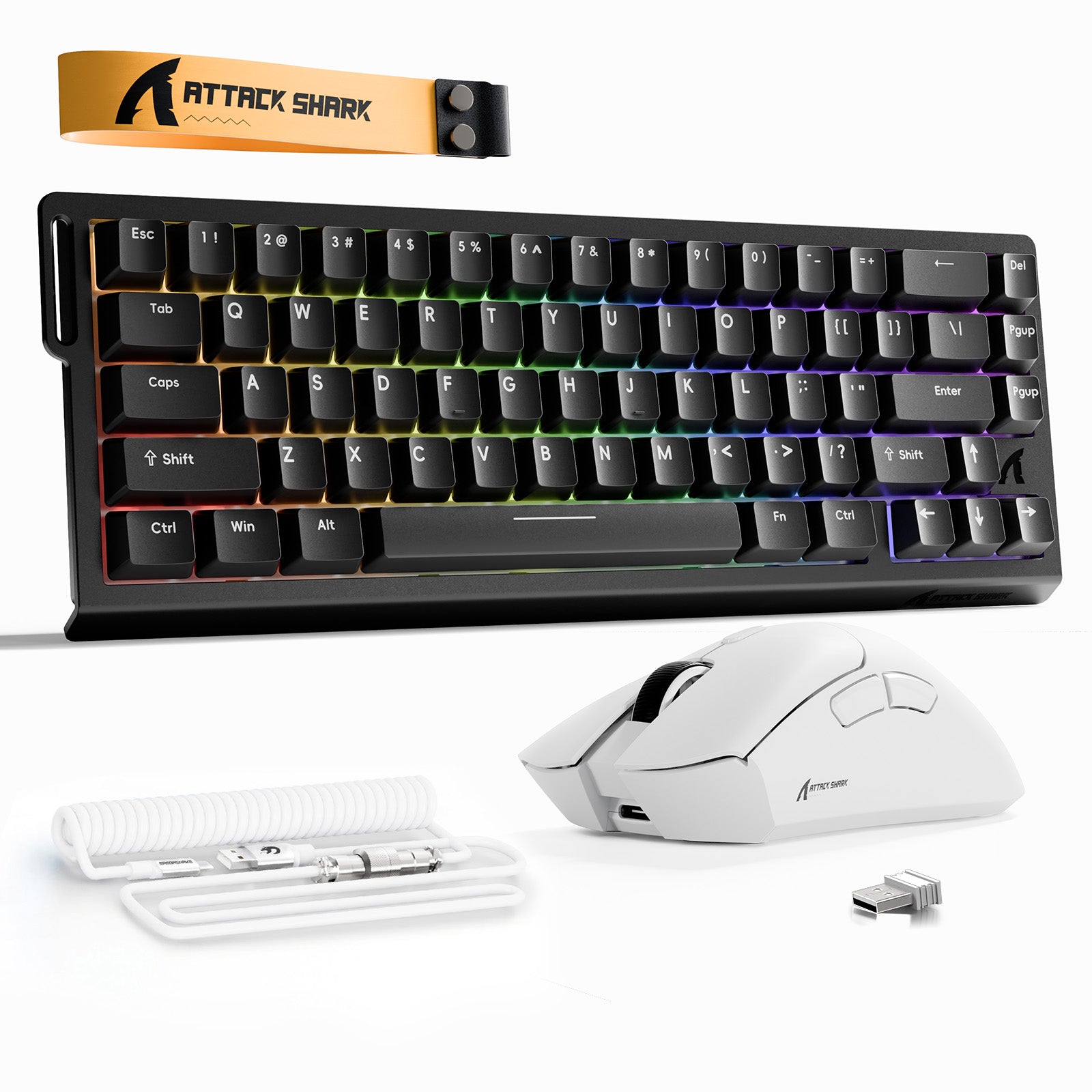 ATTACK SHARK X68HE ラピッドトリガーキーボード + R1 ワイヤレス ゲーミングマウス + C01 コイルケーブル バンドル