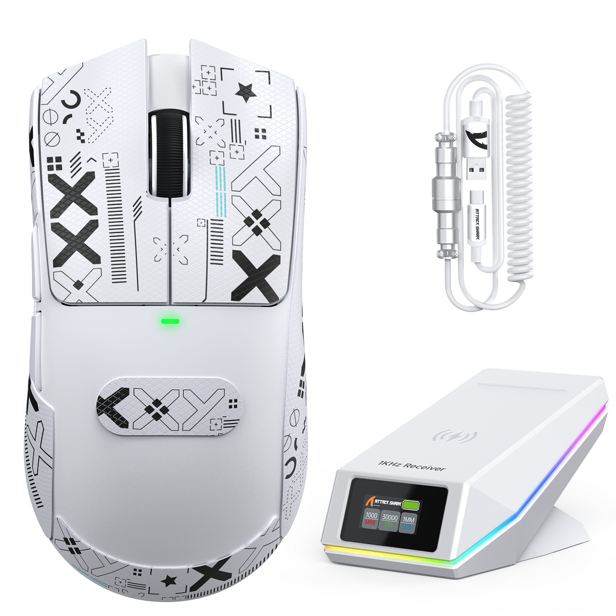 ATTACK SHARK X11 PRO V2 ワイヤレスゲーミングマウス TFTディスプレイ付き充電ドック C06コイルケーブル付き