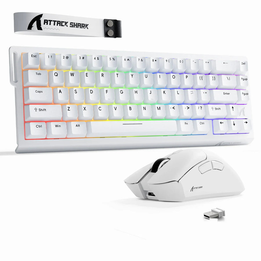 Gaming keyboard and mouse bundle arranged as a cohesive desktop setup