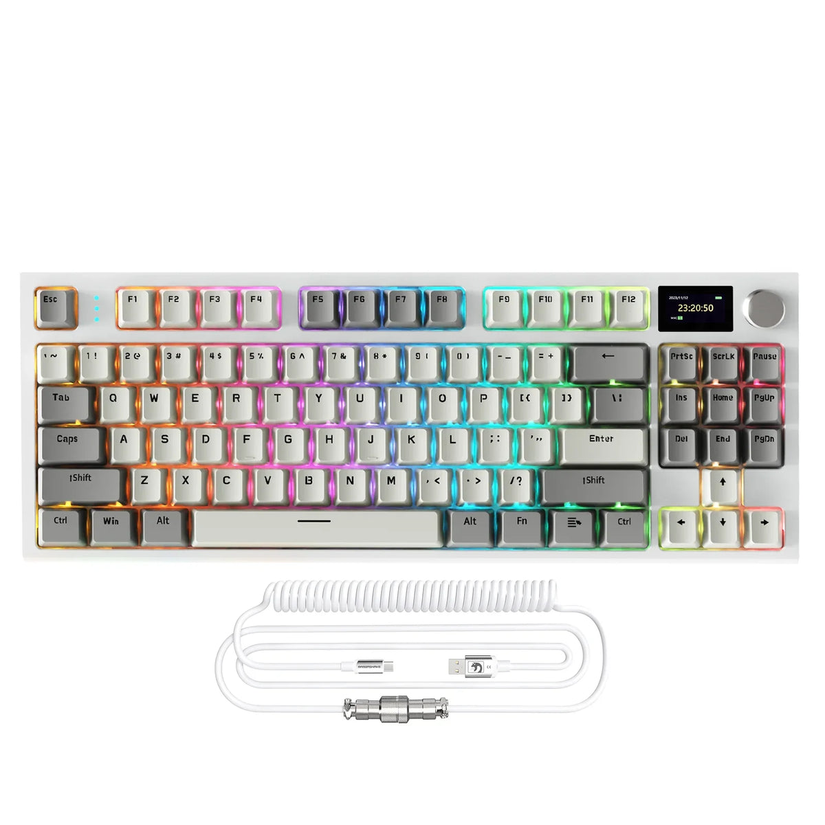 Wireless mechanical keyboard with a rotary knob presented as a desktop control tool