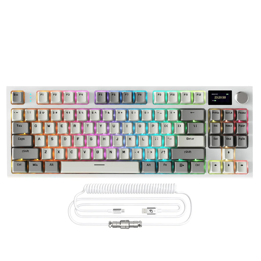 Wireless mechanical keyboard with a rotary knob presented as a desktop control tool