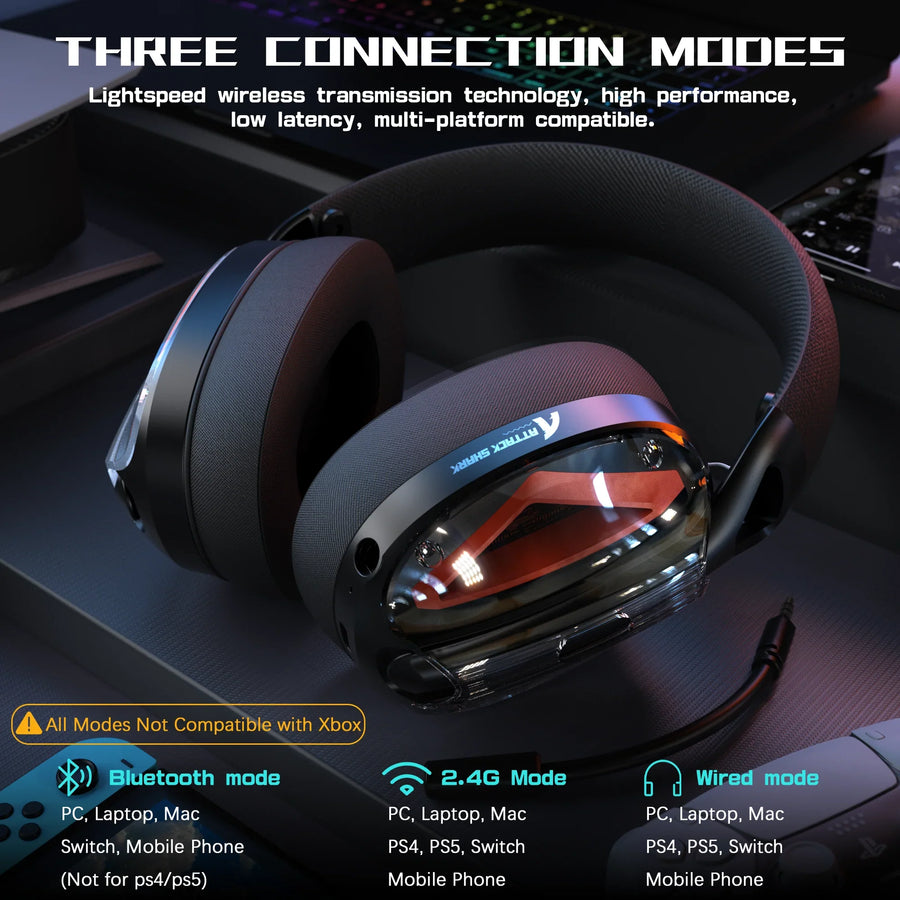 ATTACK SHARK L60 tri-mode wireless gaming headset presented in a clean product-focused composition