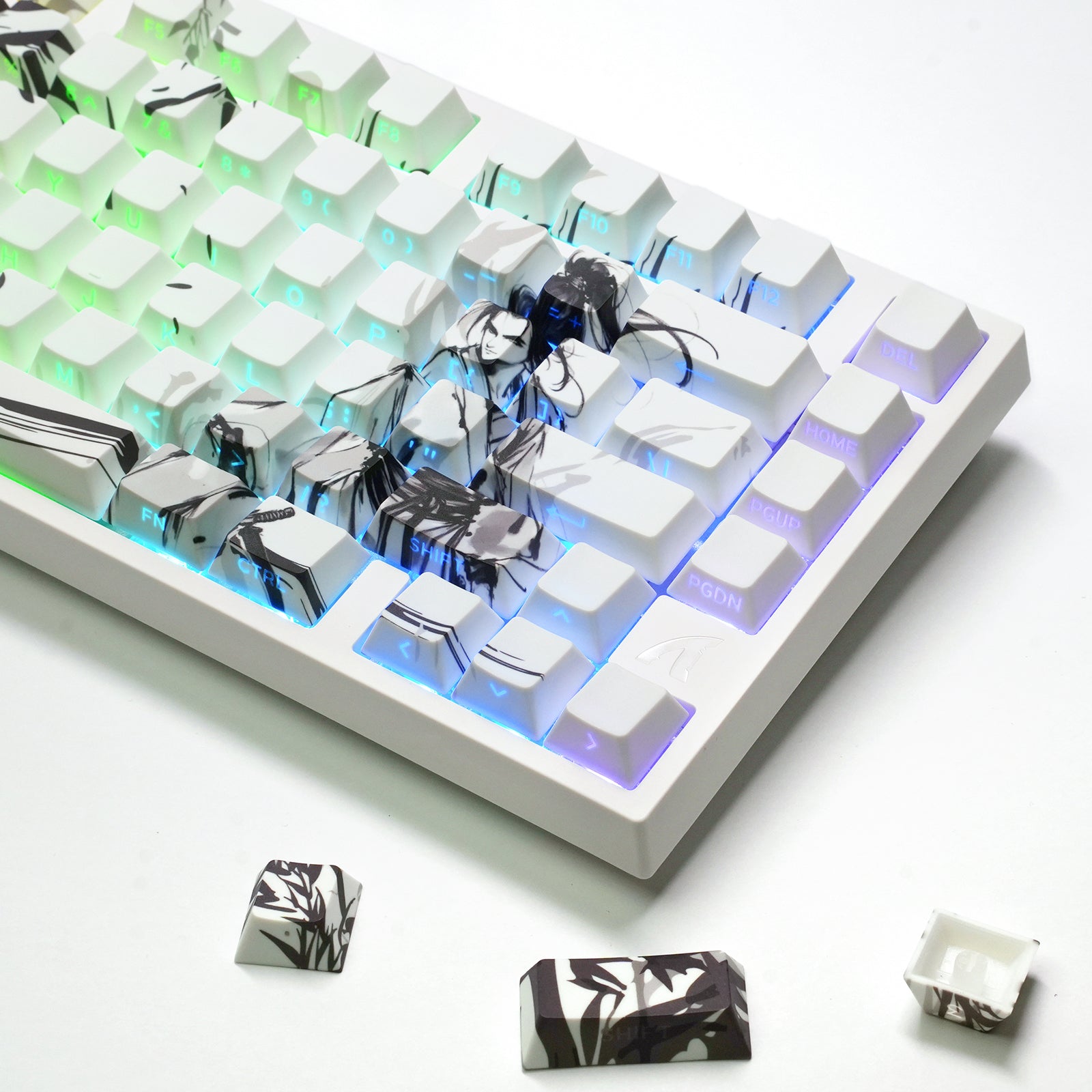 ATTACK SHARK SK02 129キー PBTサイド印字キーキャップ、ANSI/ISO、ナイト・エラント